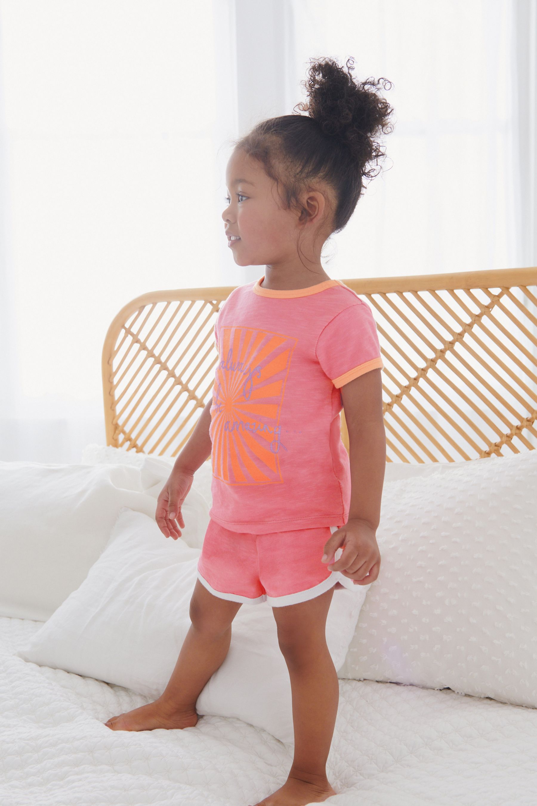 Orange/Pink Retro 2 Pack Short Pyjamas (9mths-16yrs)