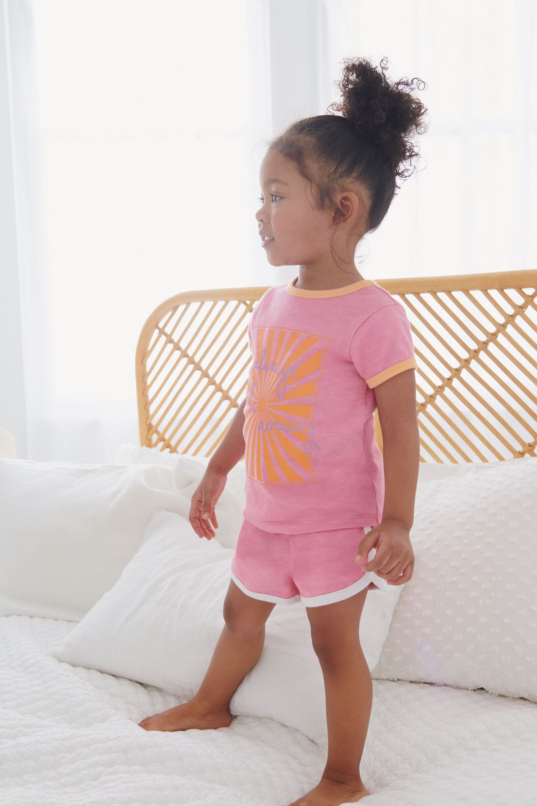 Orange/Pink Retro 2 Pack Short Pyjamas (9mths-16yrs)