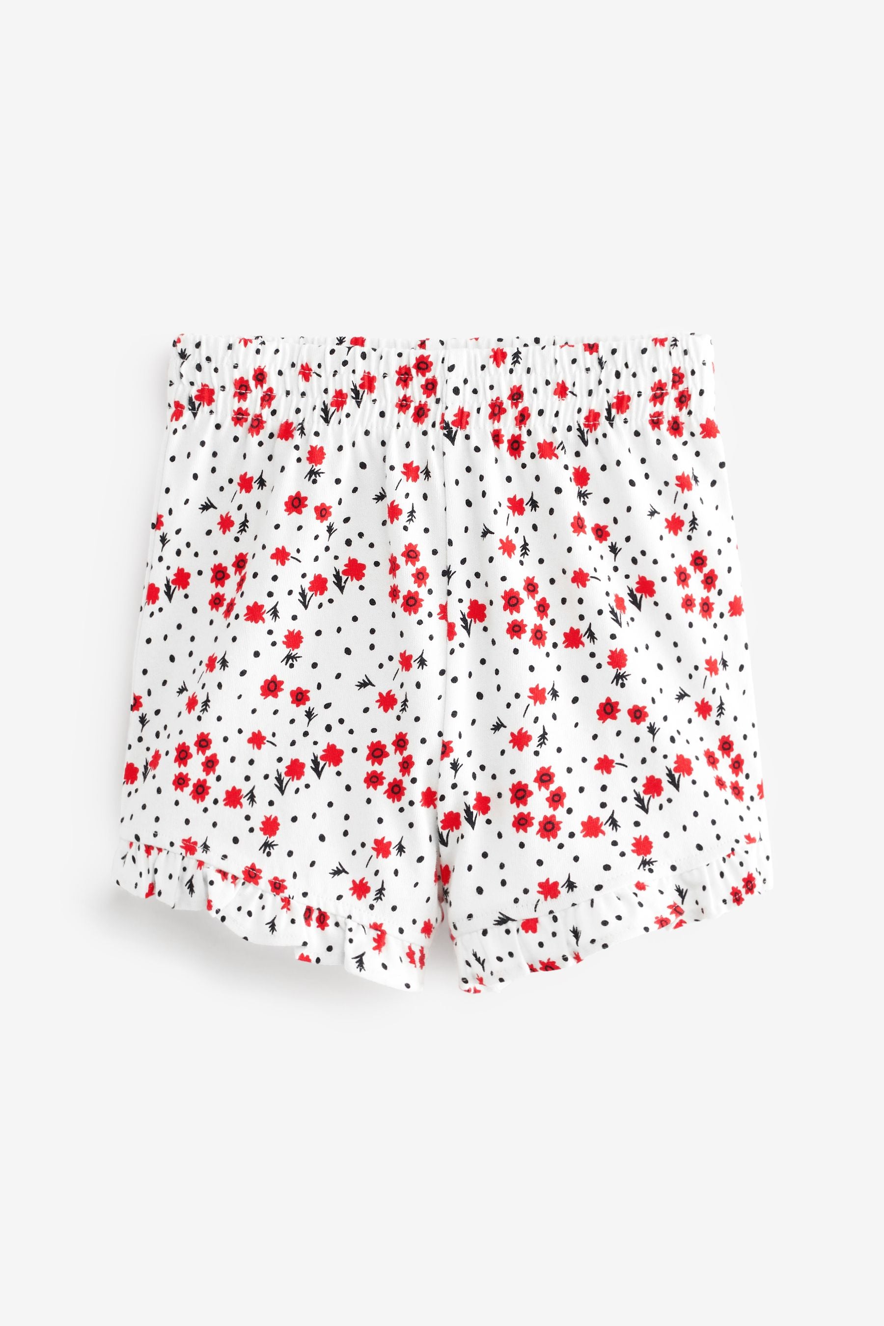 Red/White/Navy Floral 3 Pack Shirred Neck Pyjama Shorts (9mths-8yrs)