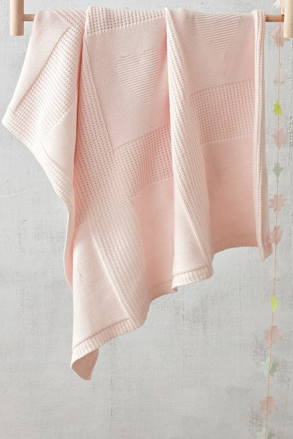 Pink The White Company Baby Pink Heart Patchwork Blanket