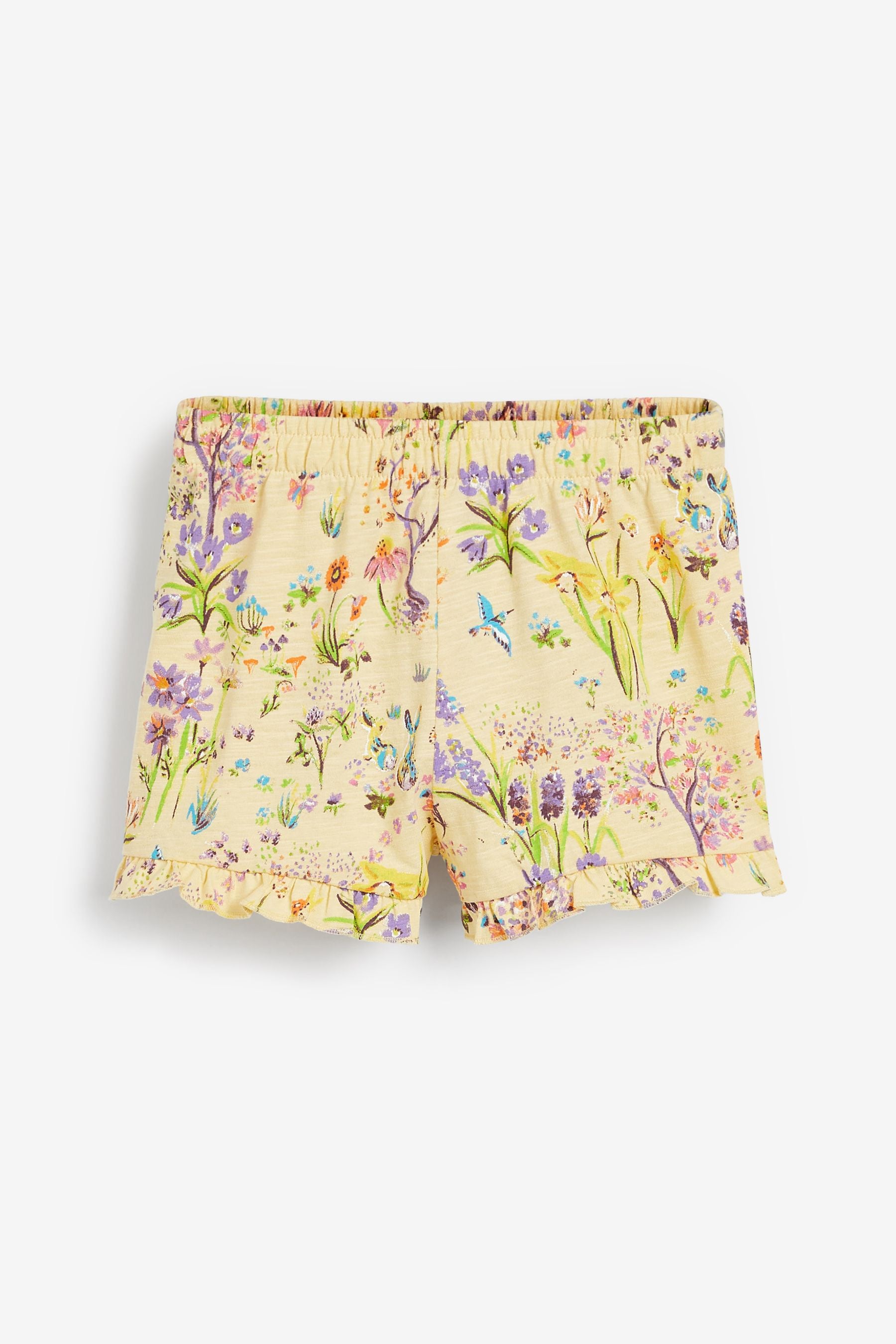 Cream/Lilac Floral Embroidery 3 Pack Short Pyjamas (9mths-12yrs)