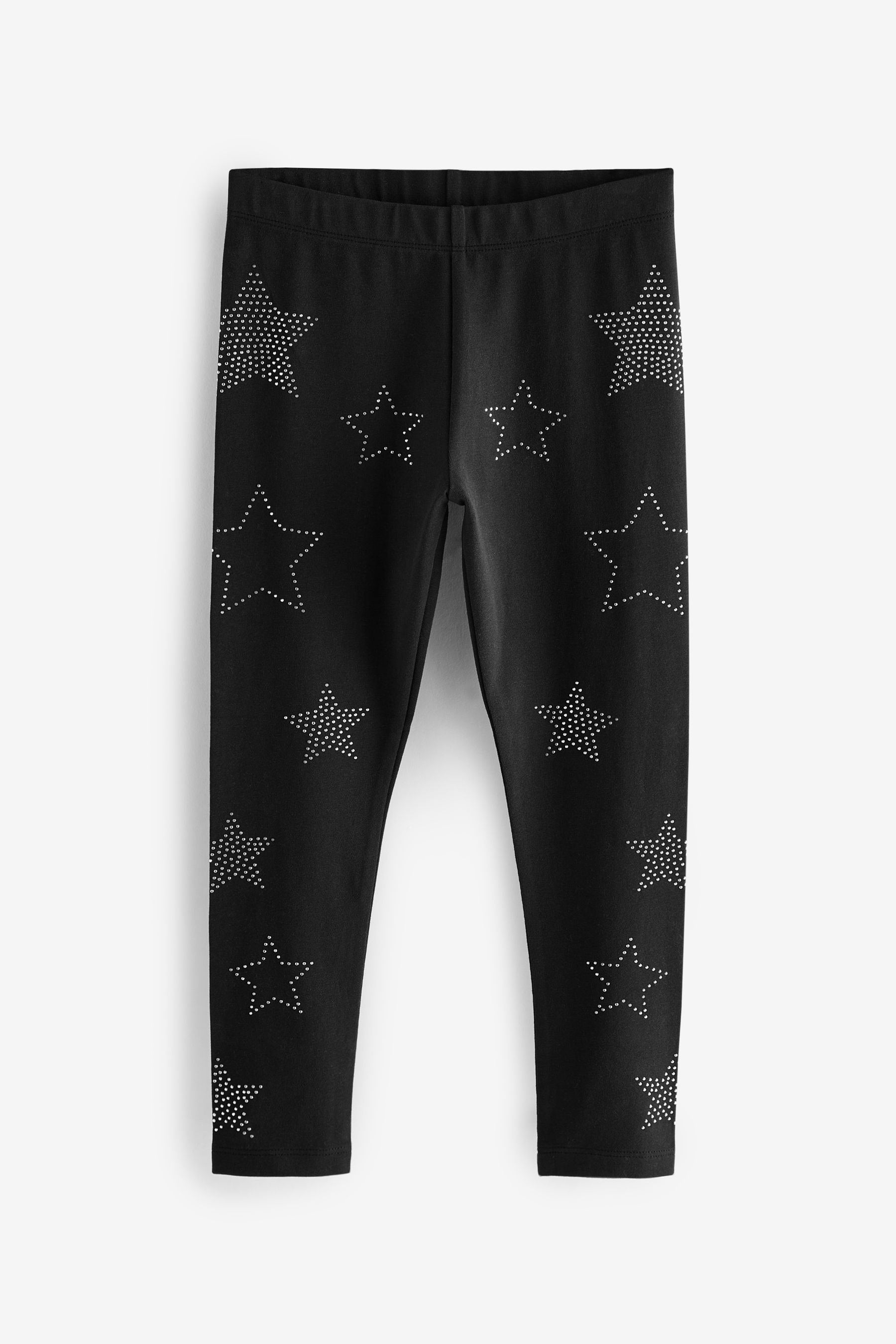 Black Star Stud Embellished Printed Leggings (3-16yrs)