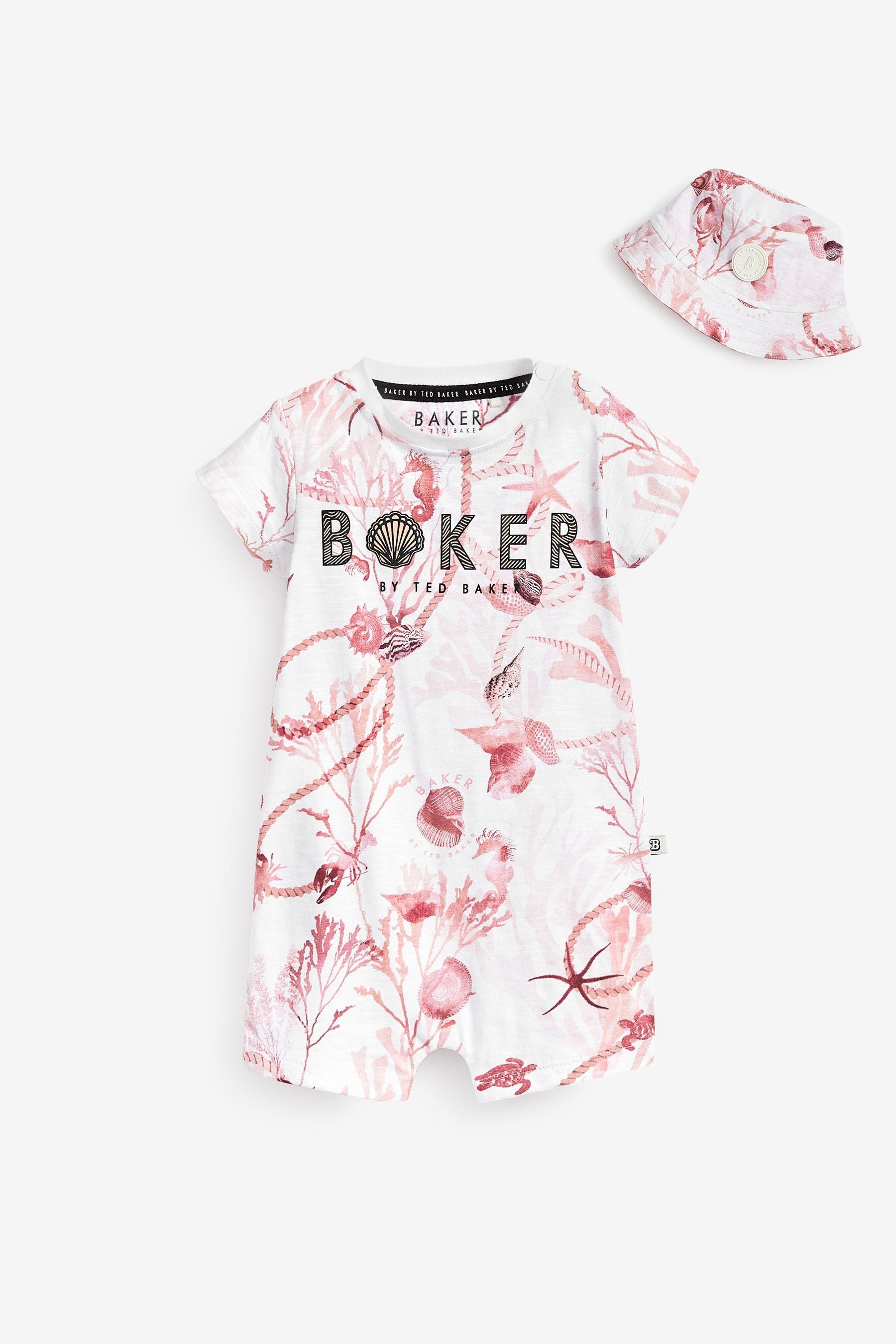 Orange Baker by Ted Baker Printed Romper And Hat Set