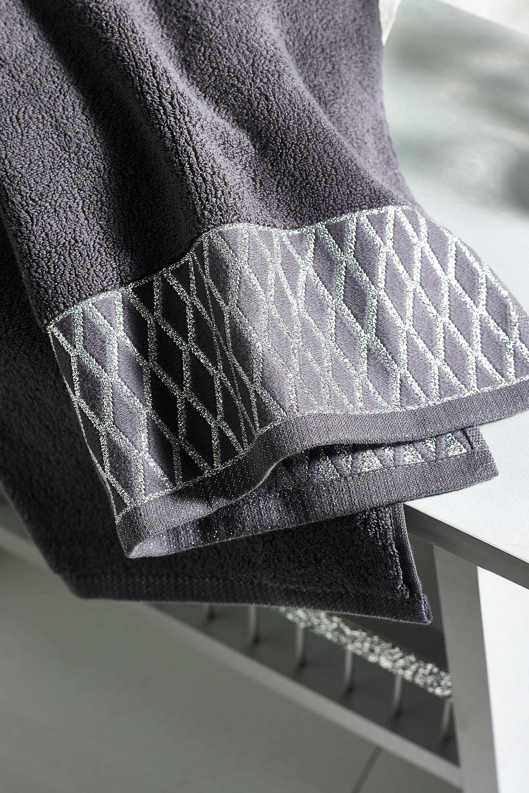 Charcoal Grey Harper Metallic Fibre Towel