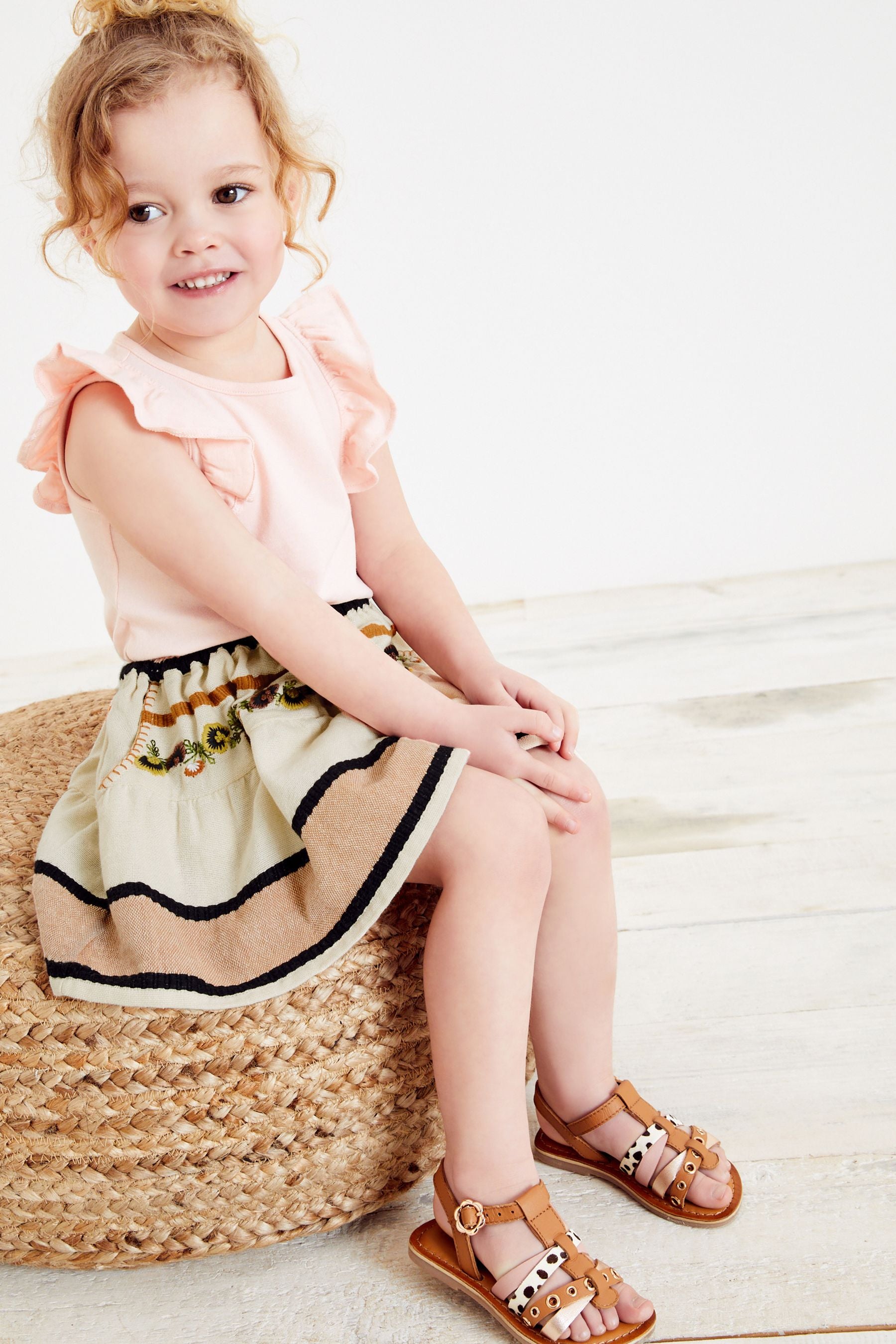 Rust Brown Embroidered Skirt (3mths-7yrs)