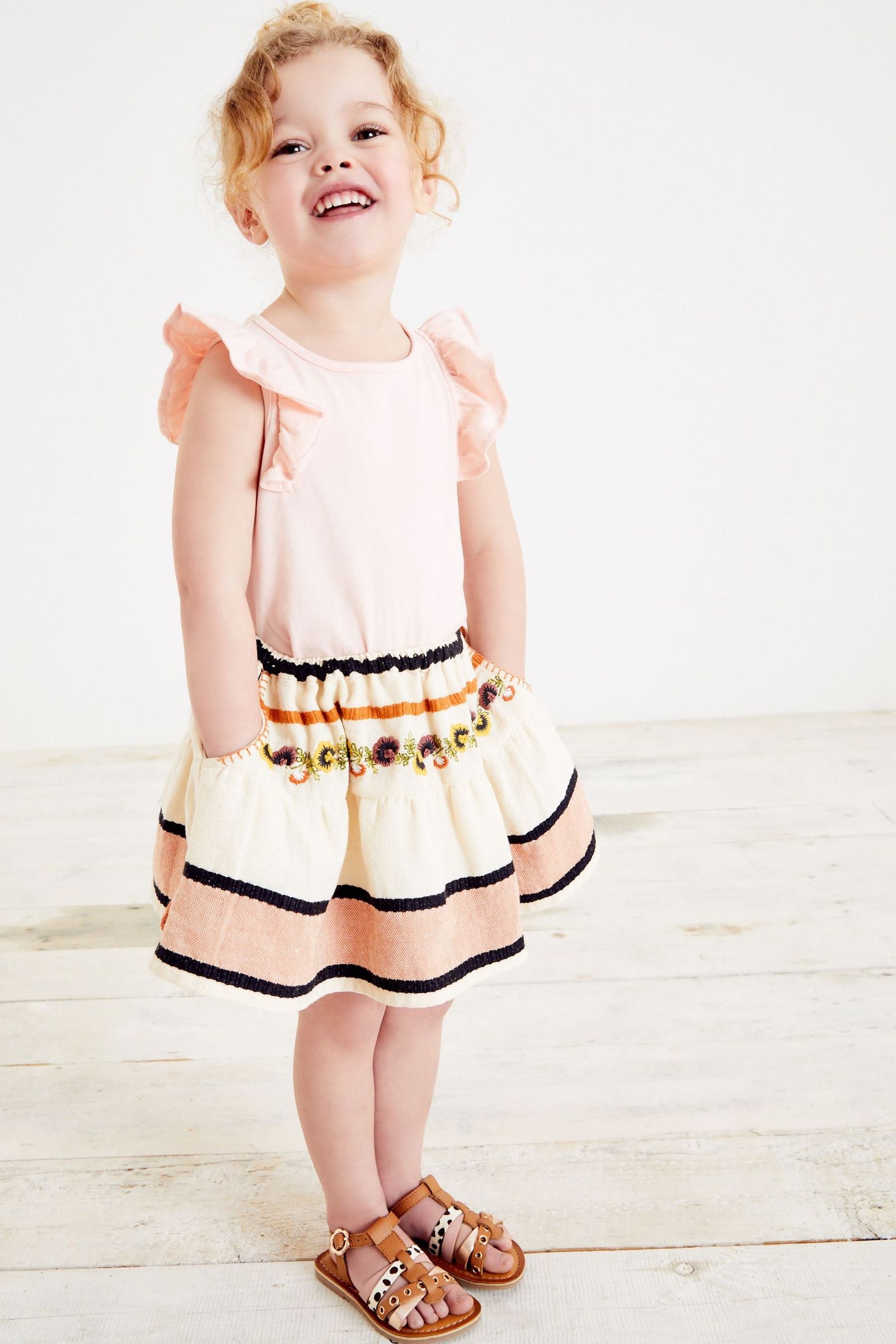 Rust Brown Embroidered Skirt (3mths-7yrs)