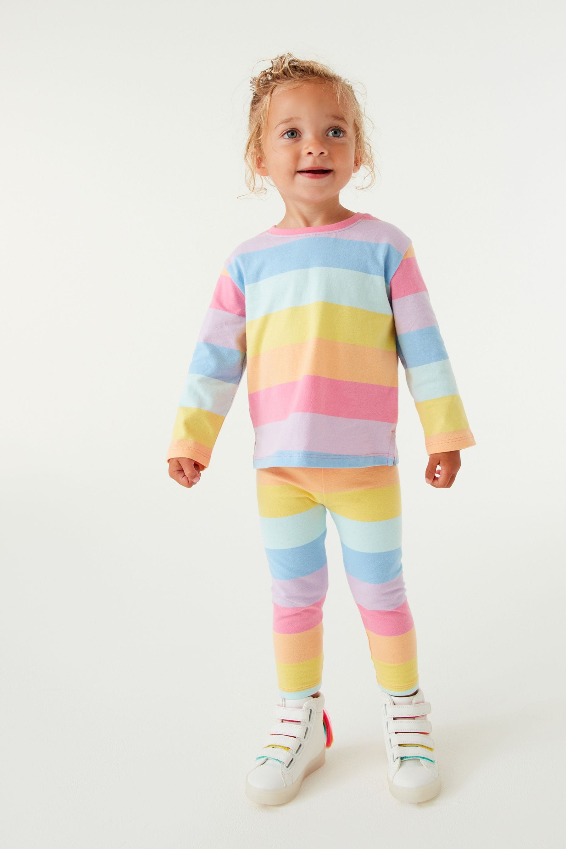 Rainbow Stripe Long Sleeve Cotton T-Shirt (3mths-7yrs)