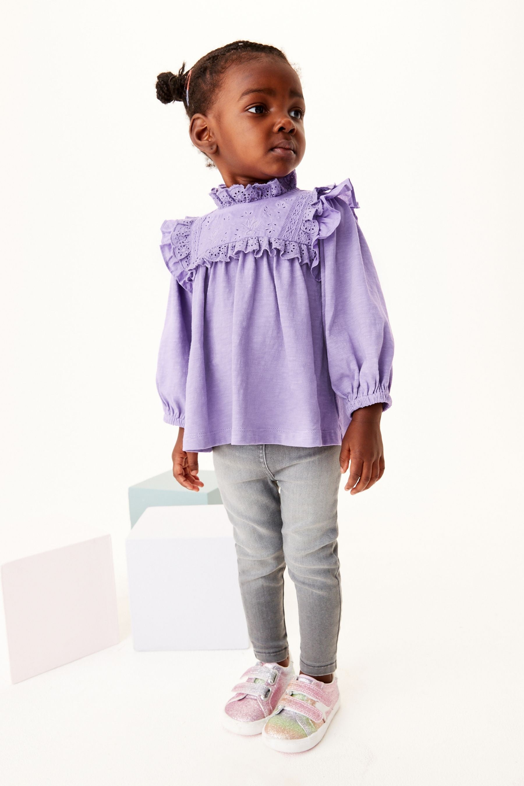 Purple Lace Trim Cotton Blouse (3mths-7yrs)