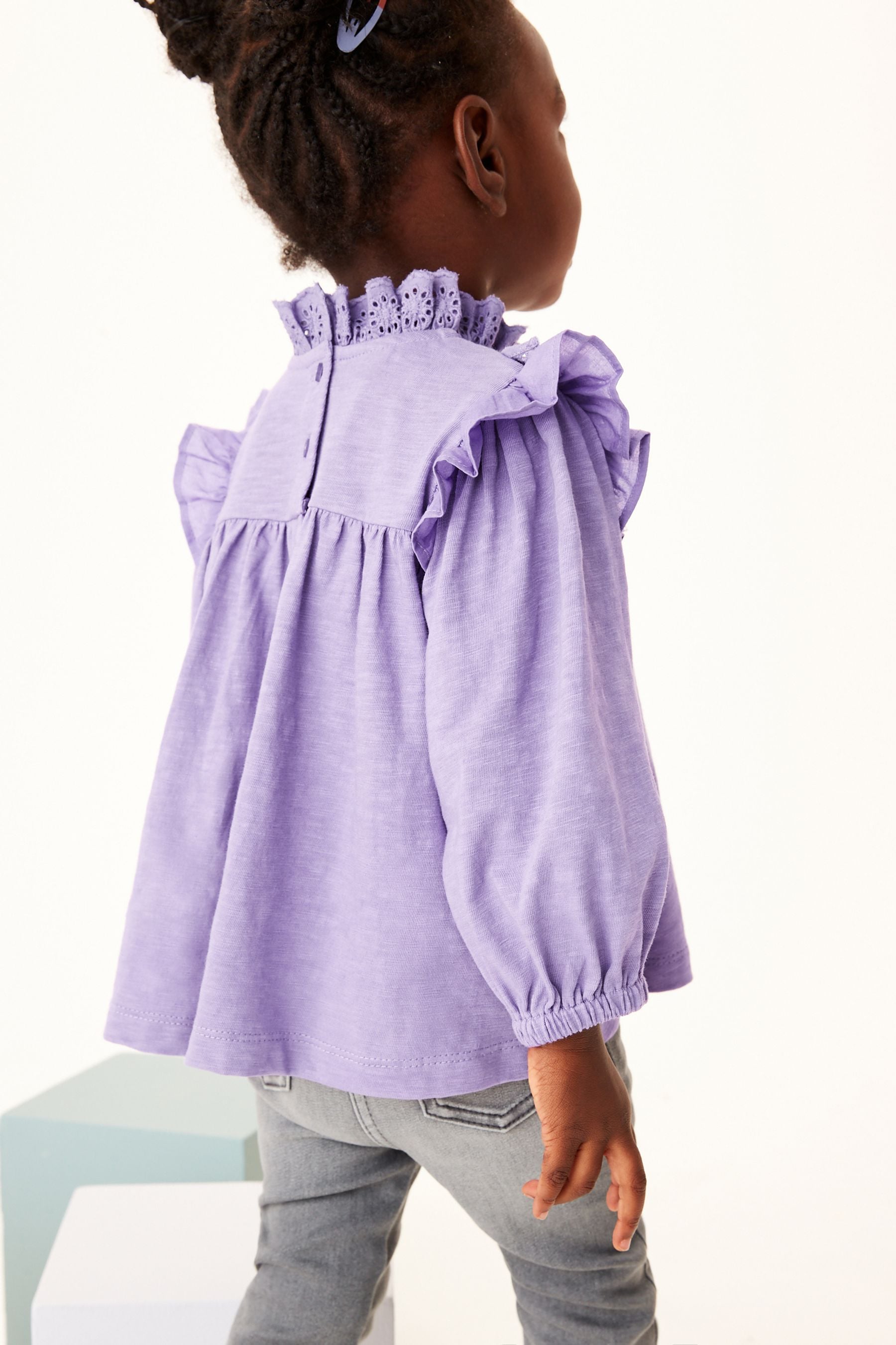 Purple Lace Trim Cotton Blouse (3mths-7yrs)