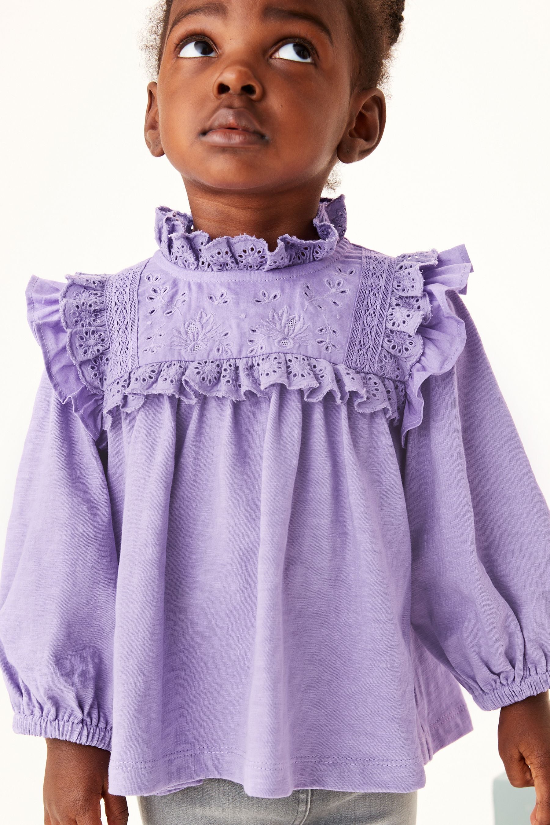 Purple Lace Trim Cotton Blouse (3mths-7yrs)