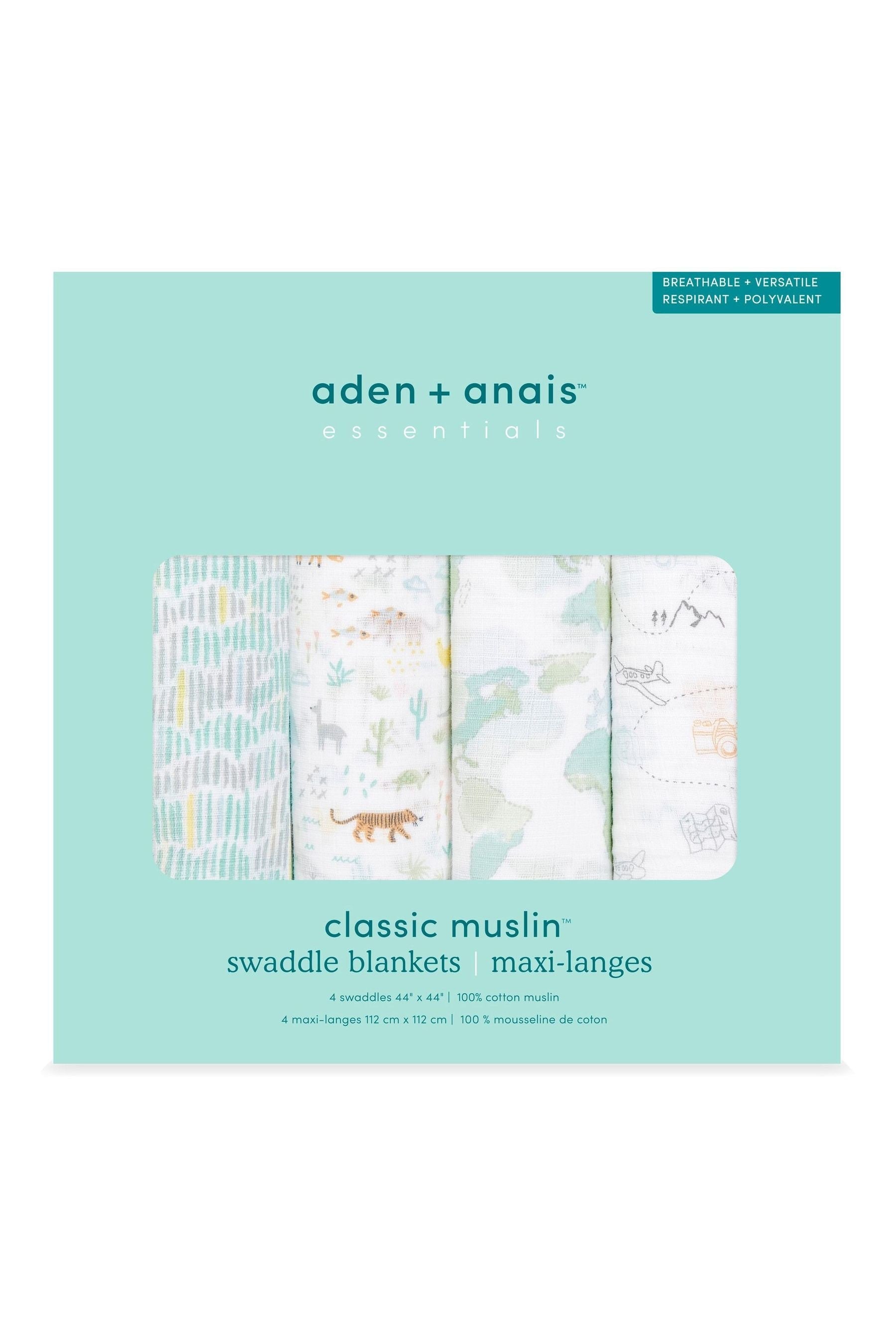 voyager aden + anais Essentials Cotton Muslin Blankets 4 Pack