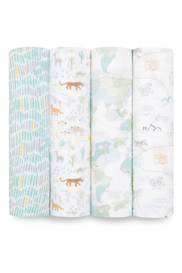 voyager aden + anais Essentials Cotton Muslin Blankets 4 Pack