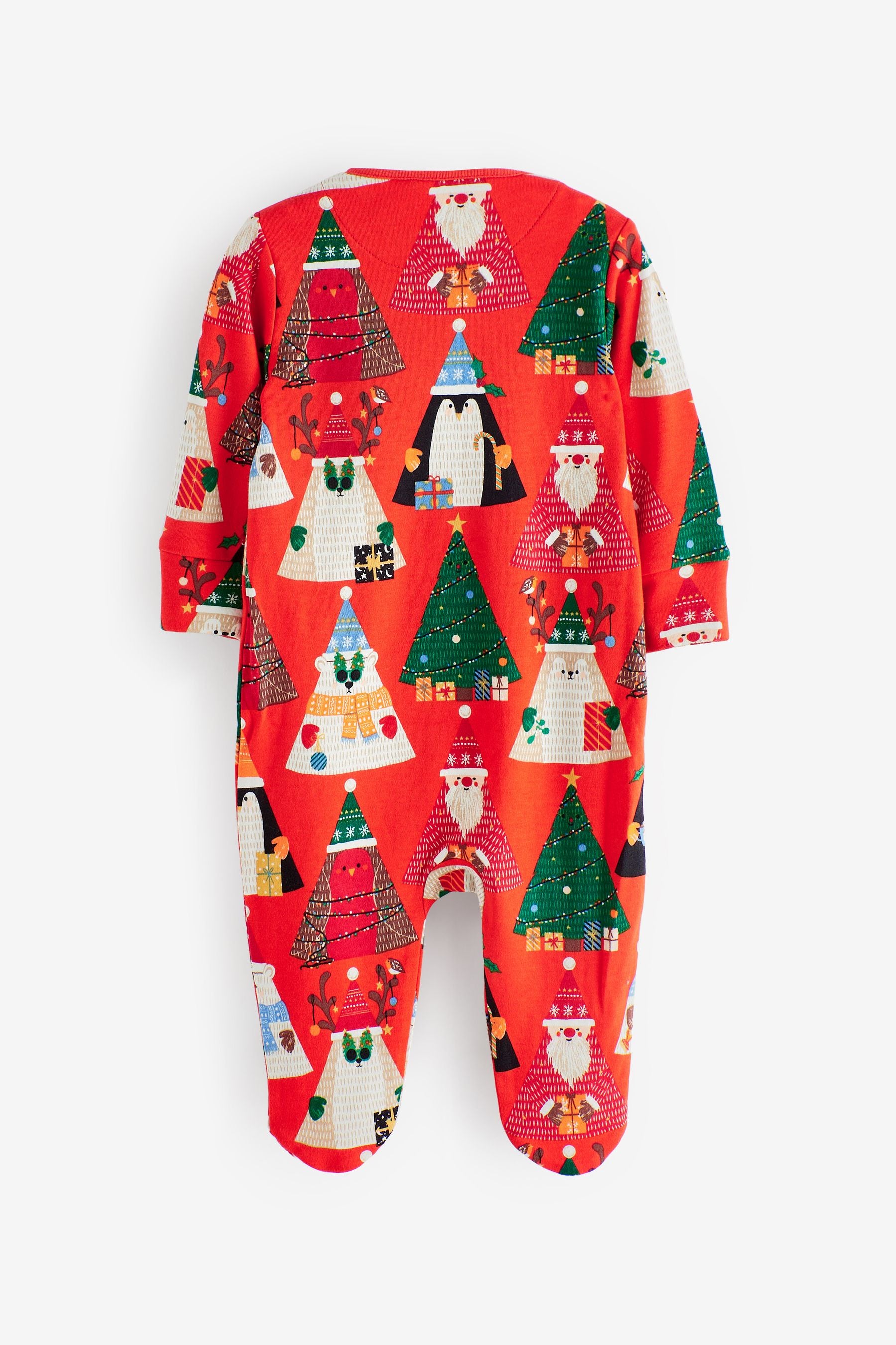 Red Baby Single Christmas Zip Sleepsuit (0-2yrs)