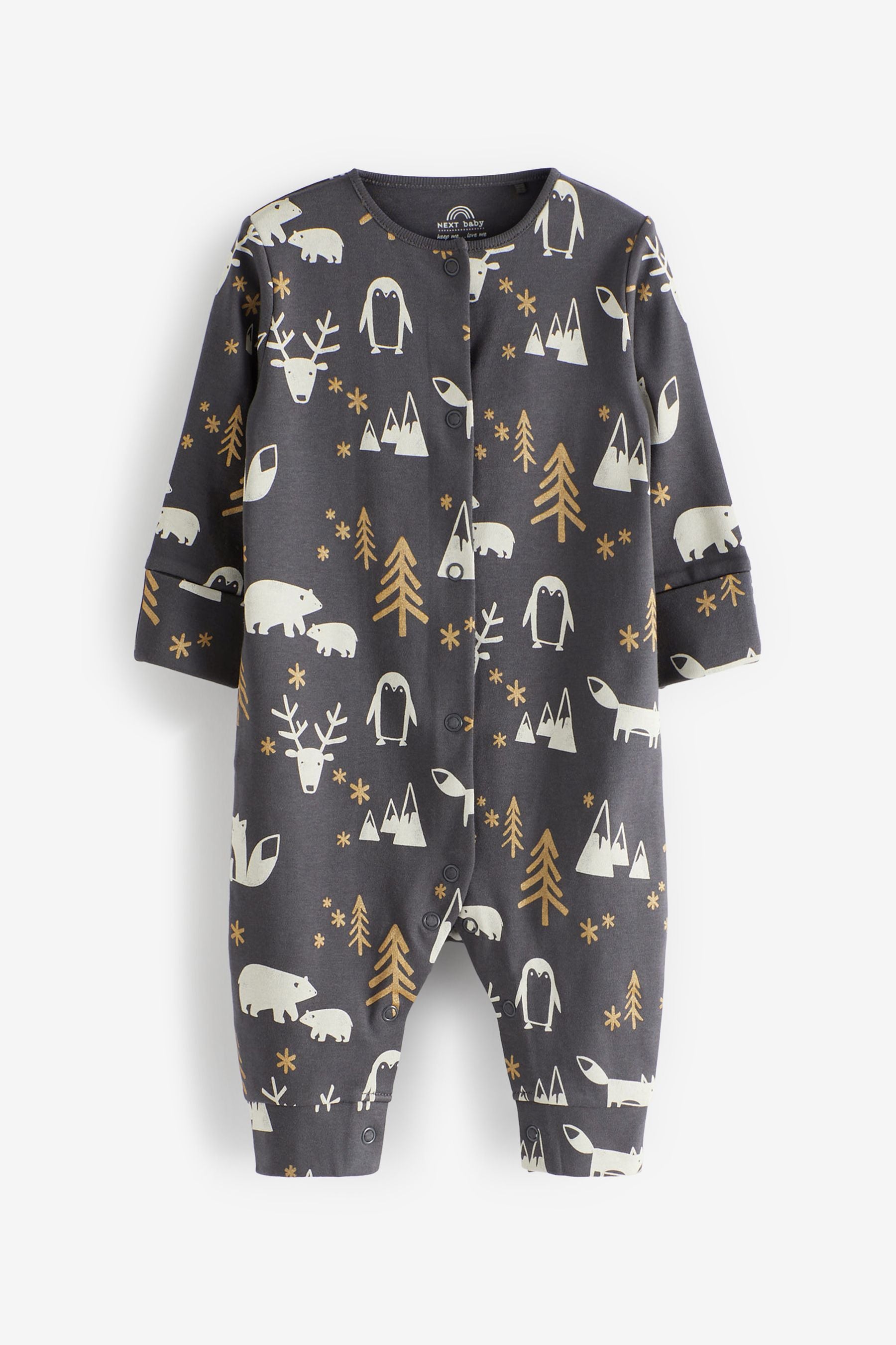 Monochrome/Gold Baby Christmas Single Sleepsuit (0-3yrs)