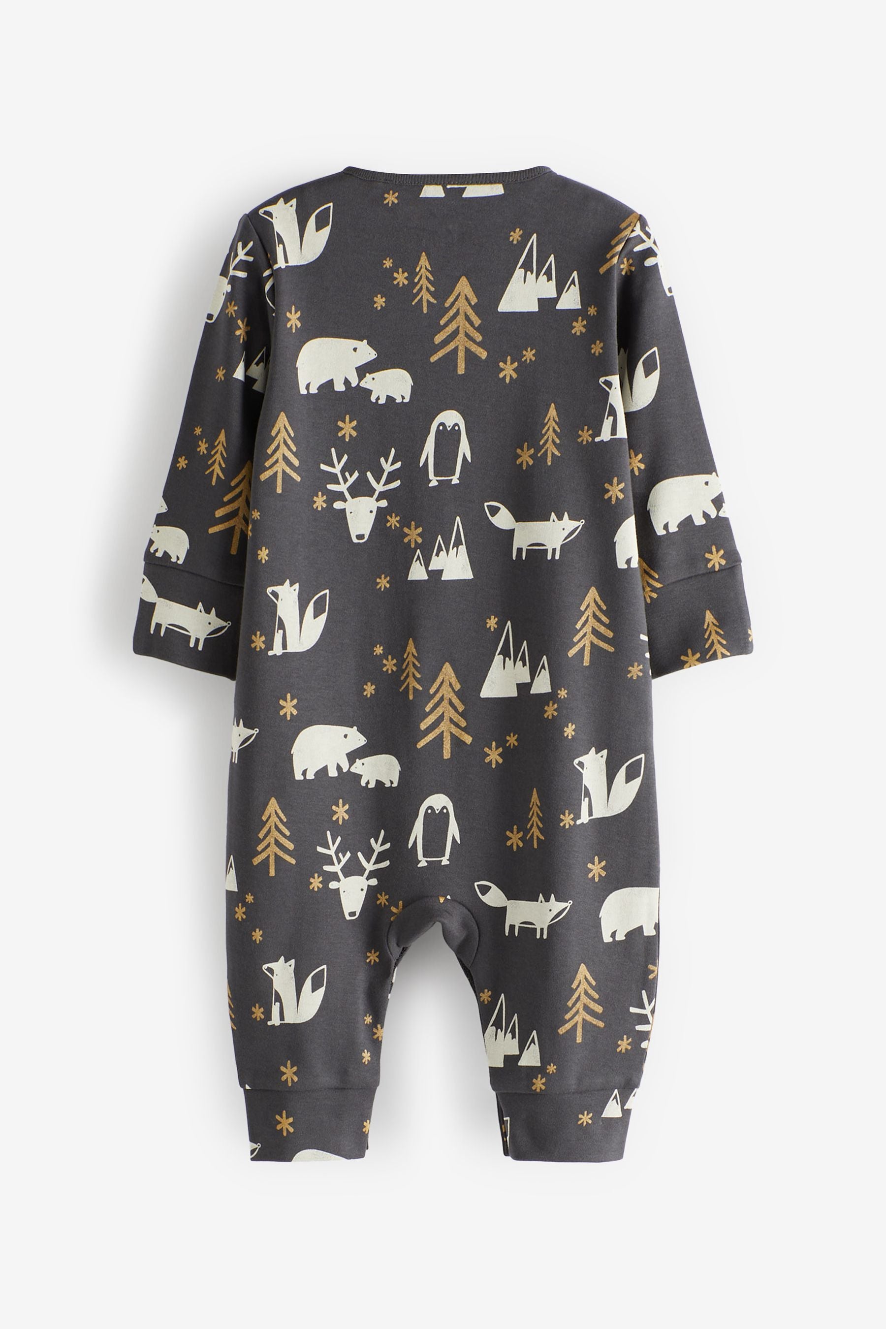 Monochrome/Gold Baby Christmas Single Sleepsuit (0-3yrs)