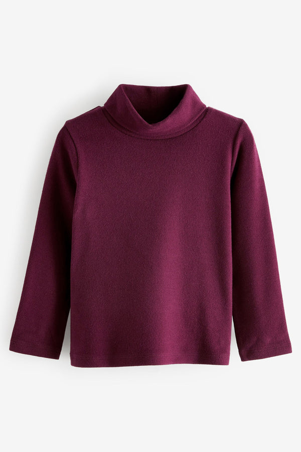 Berry Red Long Sleeve Roll Neck Top (3mths-7yrs)