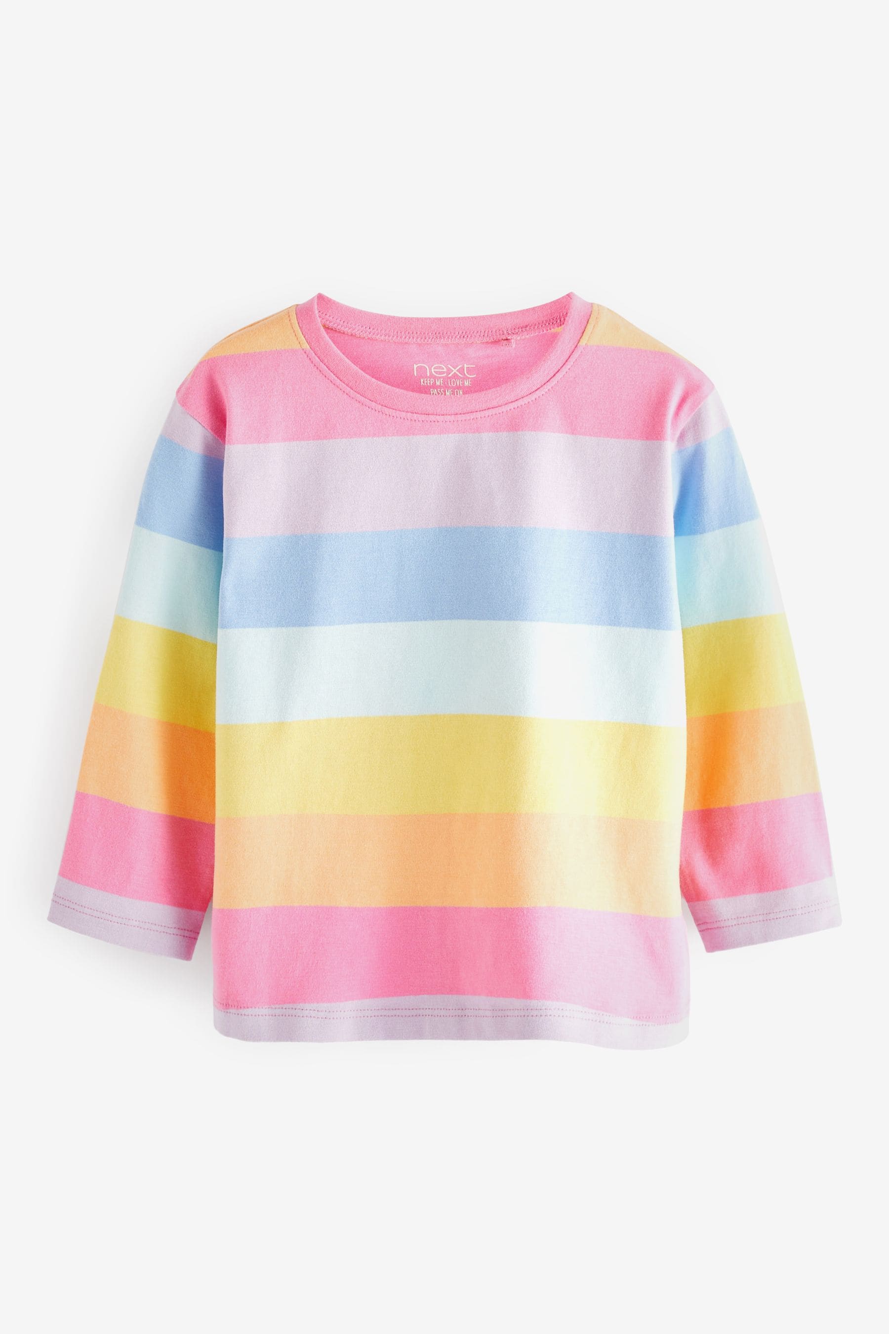 Rainbow Stripe Long Sleeve Cotton T-Shirt (3mths-7yrs)