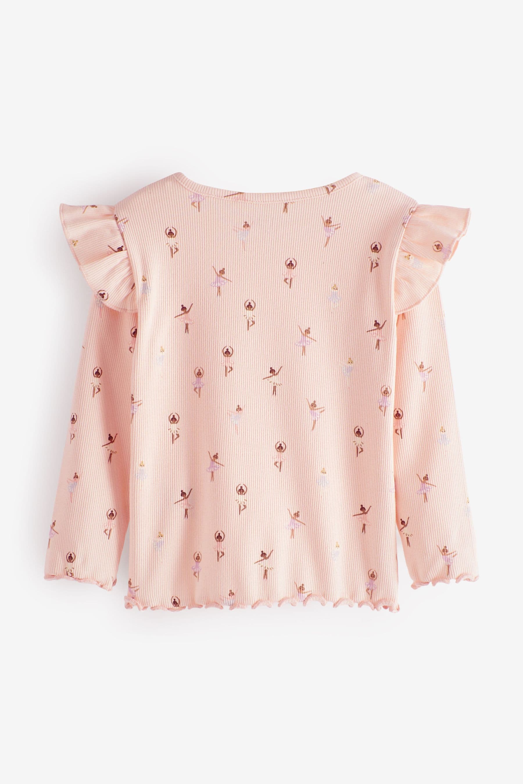 Pink Ballerina Long Sleeve Frill Rib Jersey Top (3mths-7yrs)