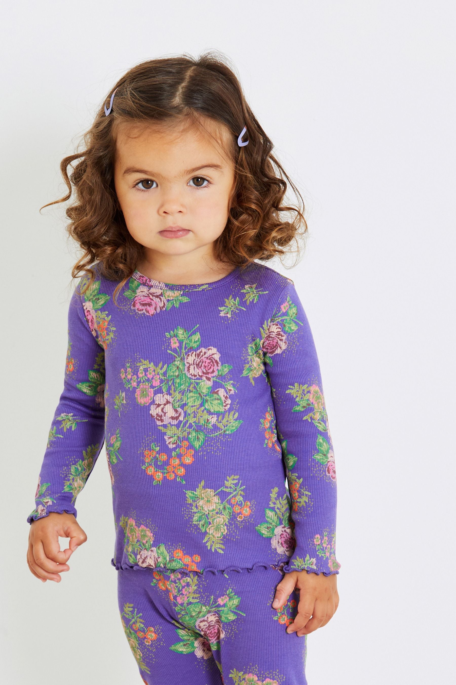 Blue Floral Long Sleeve Rib T-Shirt (3mths-7yrs)