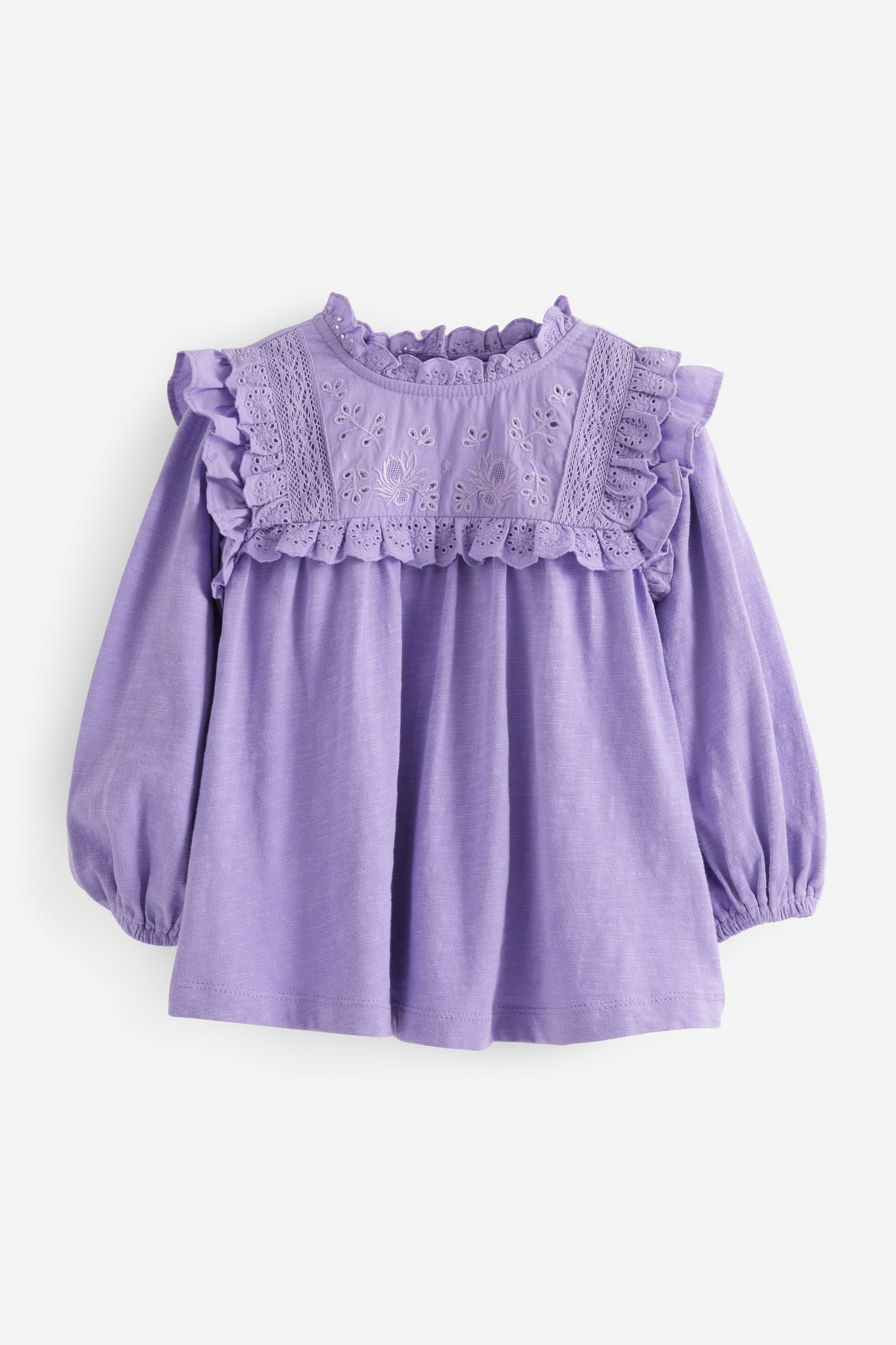 Purple Lace Trim Cotton Blouse (3mths-7yrs)