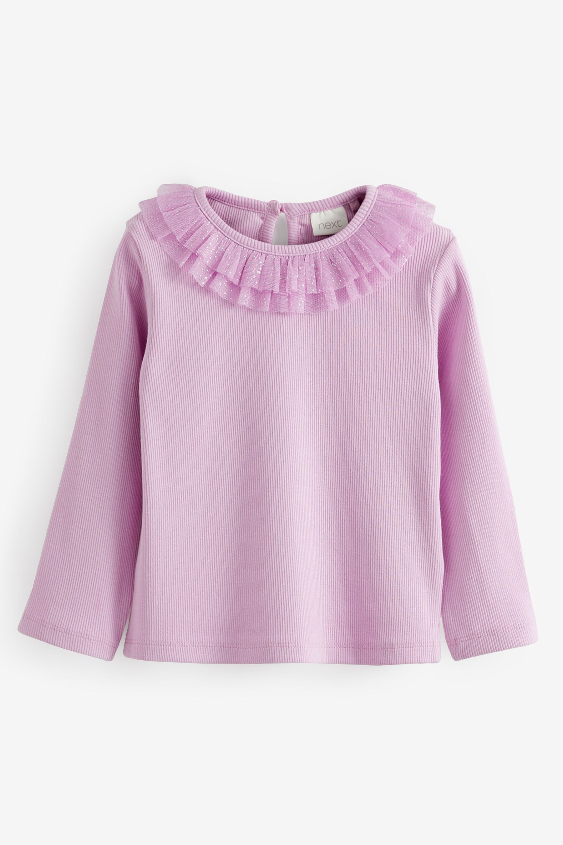 Lilac Purple Long Sleeve Sparkle Collar Party Top (3mths-7yrs)