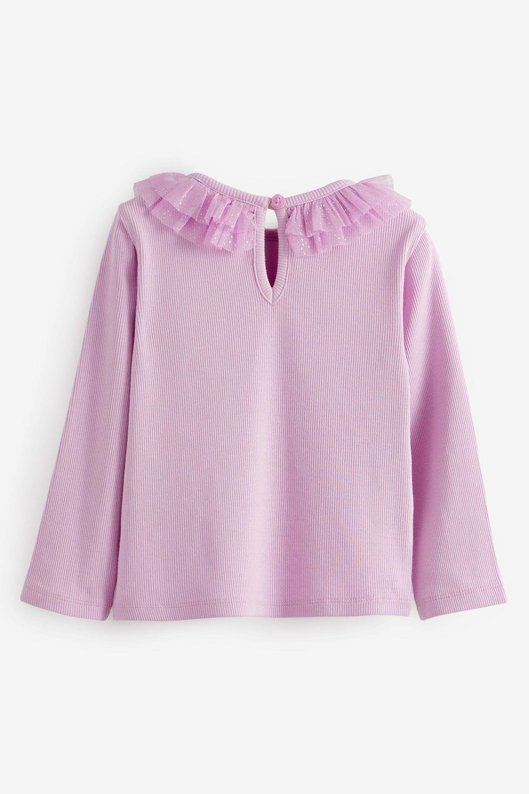 Lilac Purple Long Sleeve Sparkle Collar Party Top (3mths-7yrs)