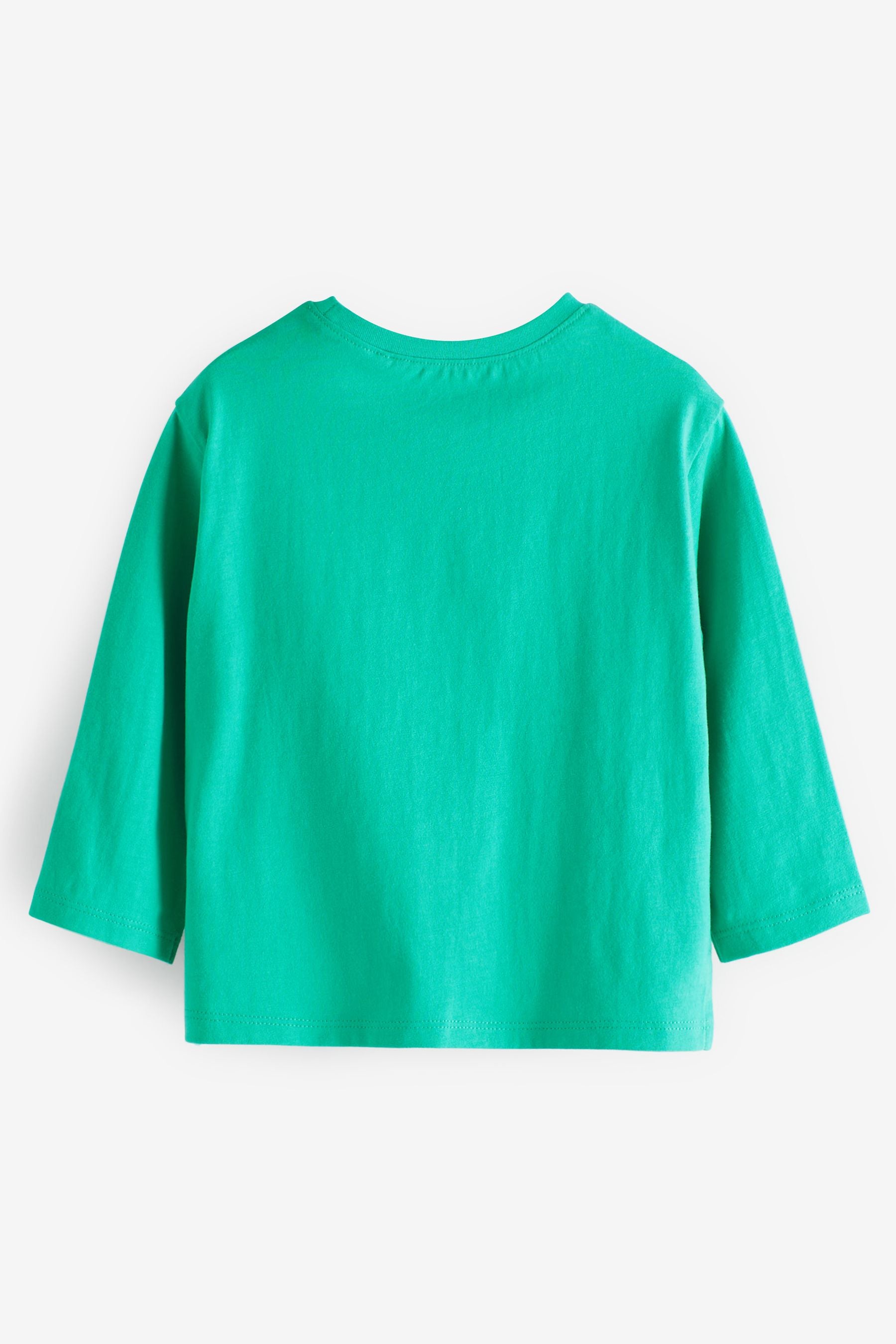 Green Ladybird Pocket Long Sleeve Cotton T-Shirt (3mths-7yrs)