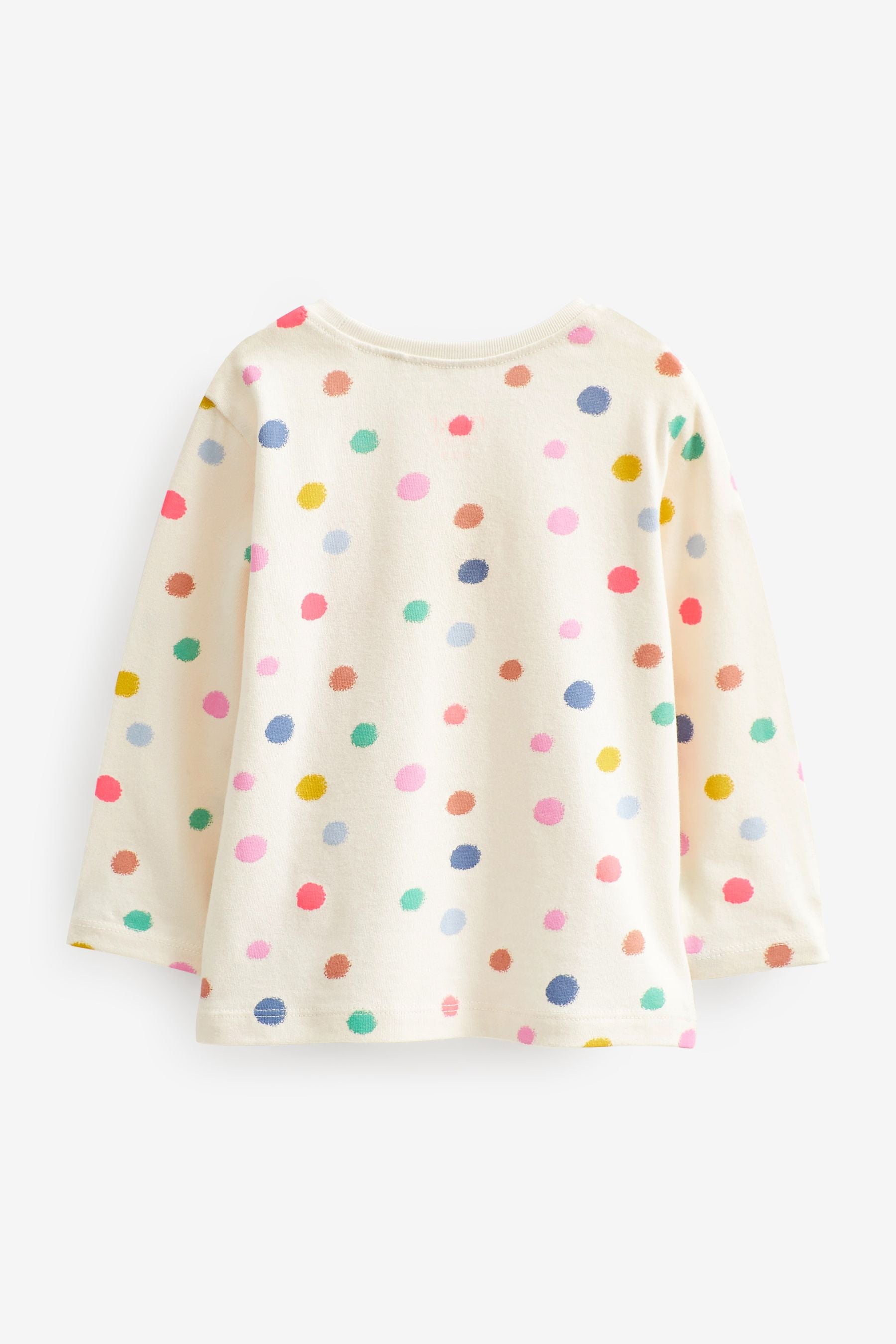 Multi Spot Flower Pocket Long Sleeve Cotton T-Shirt (3mths-7yrs)