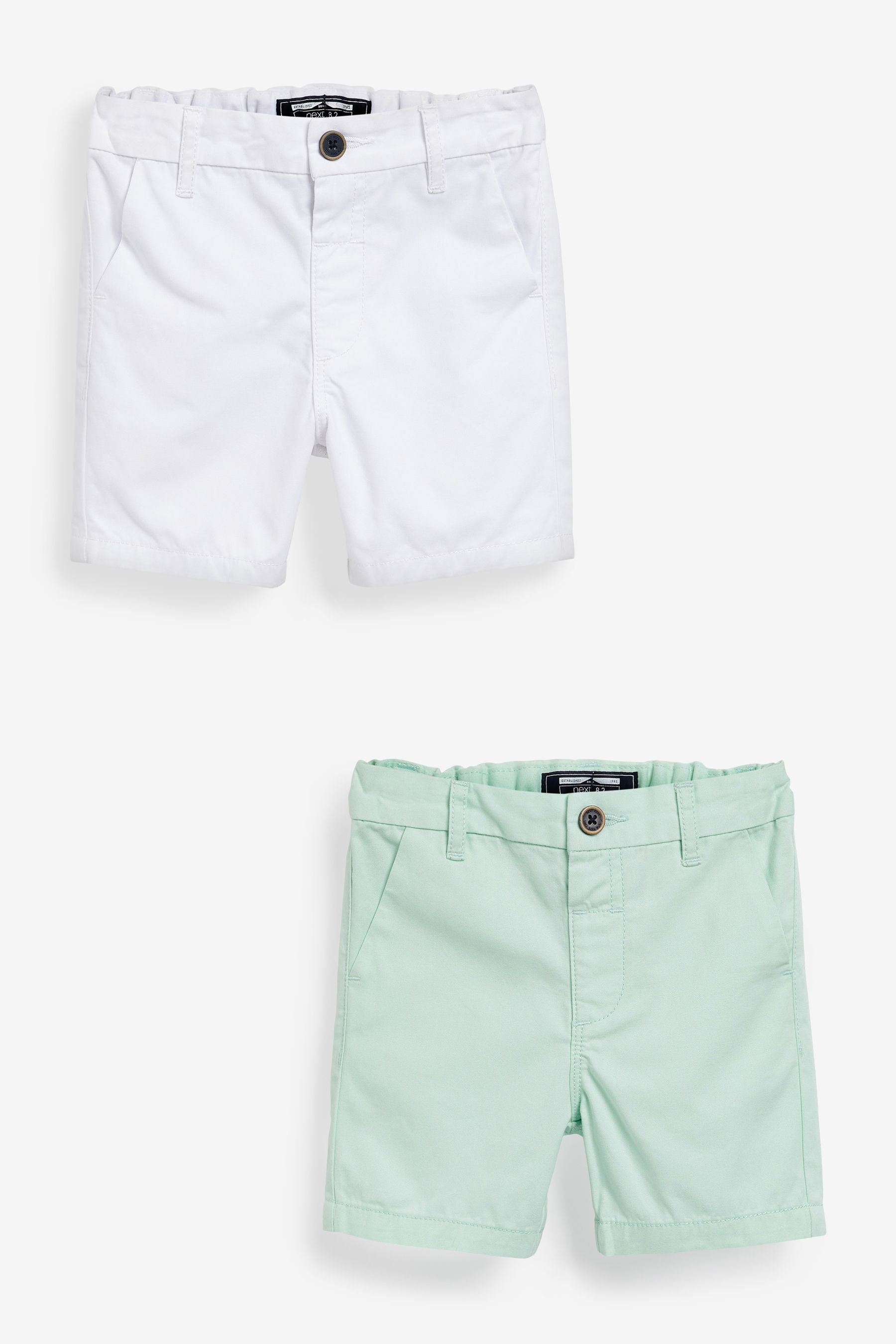 Mint Green/White 2 Pack Chino Shorts (3mths-7yrs)