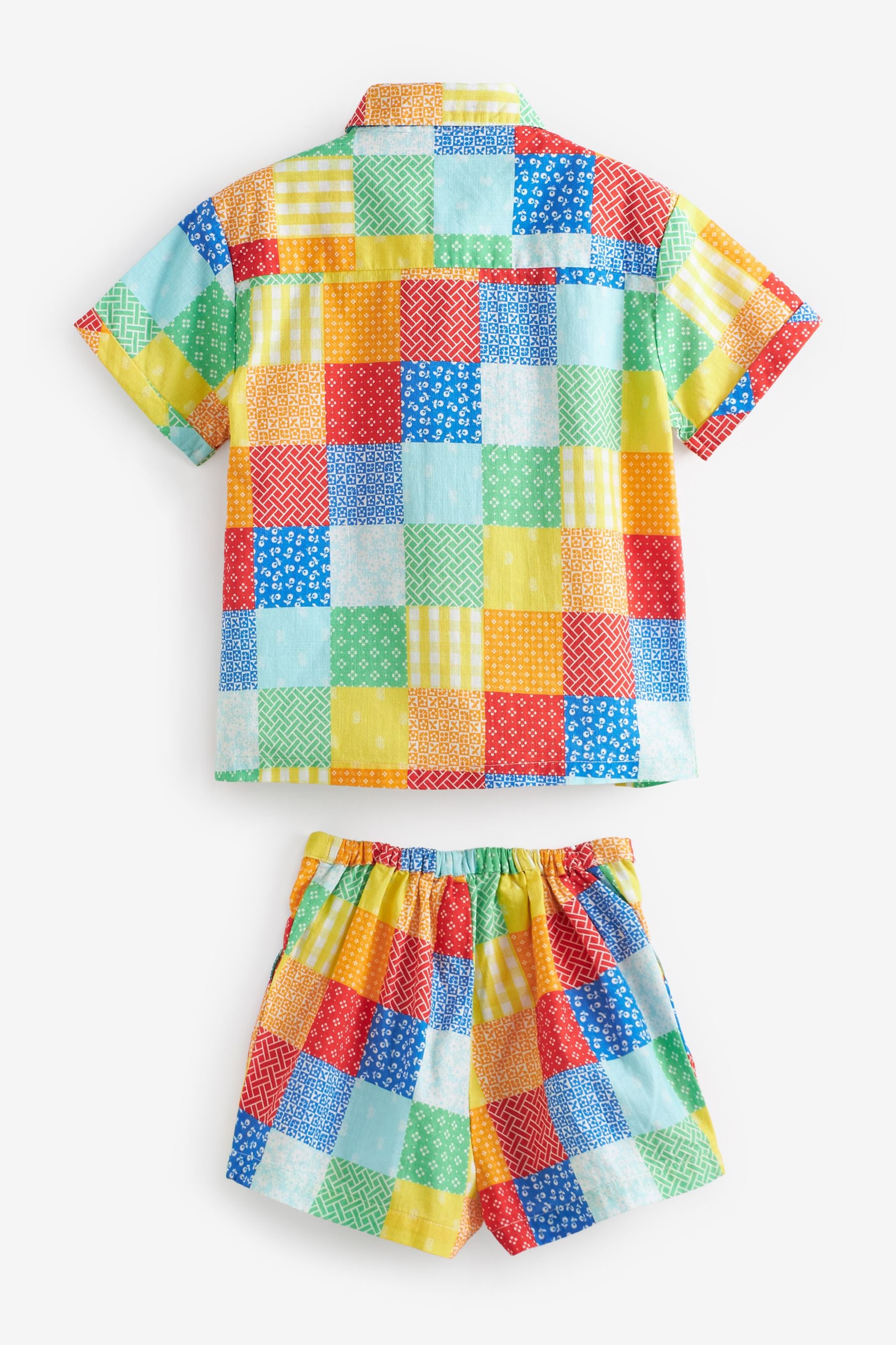 Little Bird Rainbow Patchwork Shirt And Shorts Set