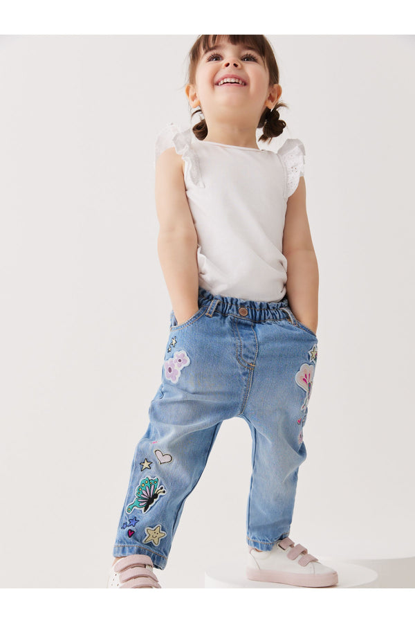 Denim Bleach Wash Paperbag Jeans (3mths-7yrs)