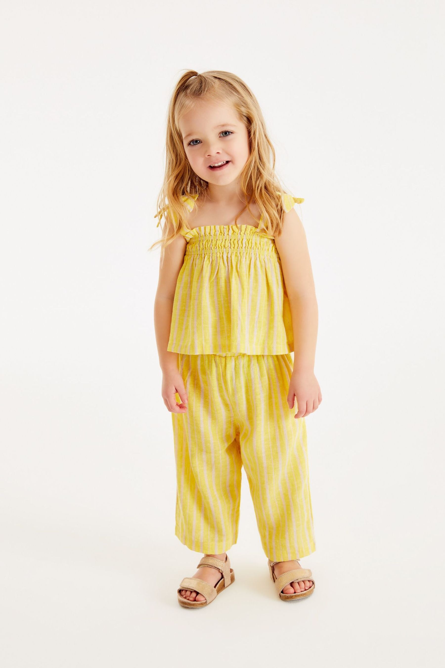 Yellow Printed Trousers And Top Set (3mths-7yrs)