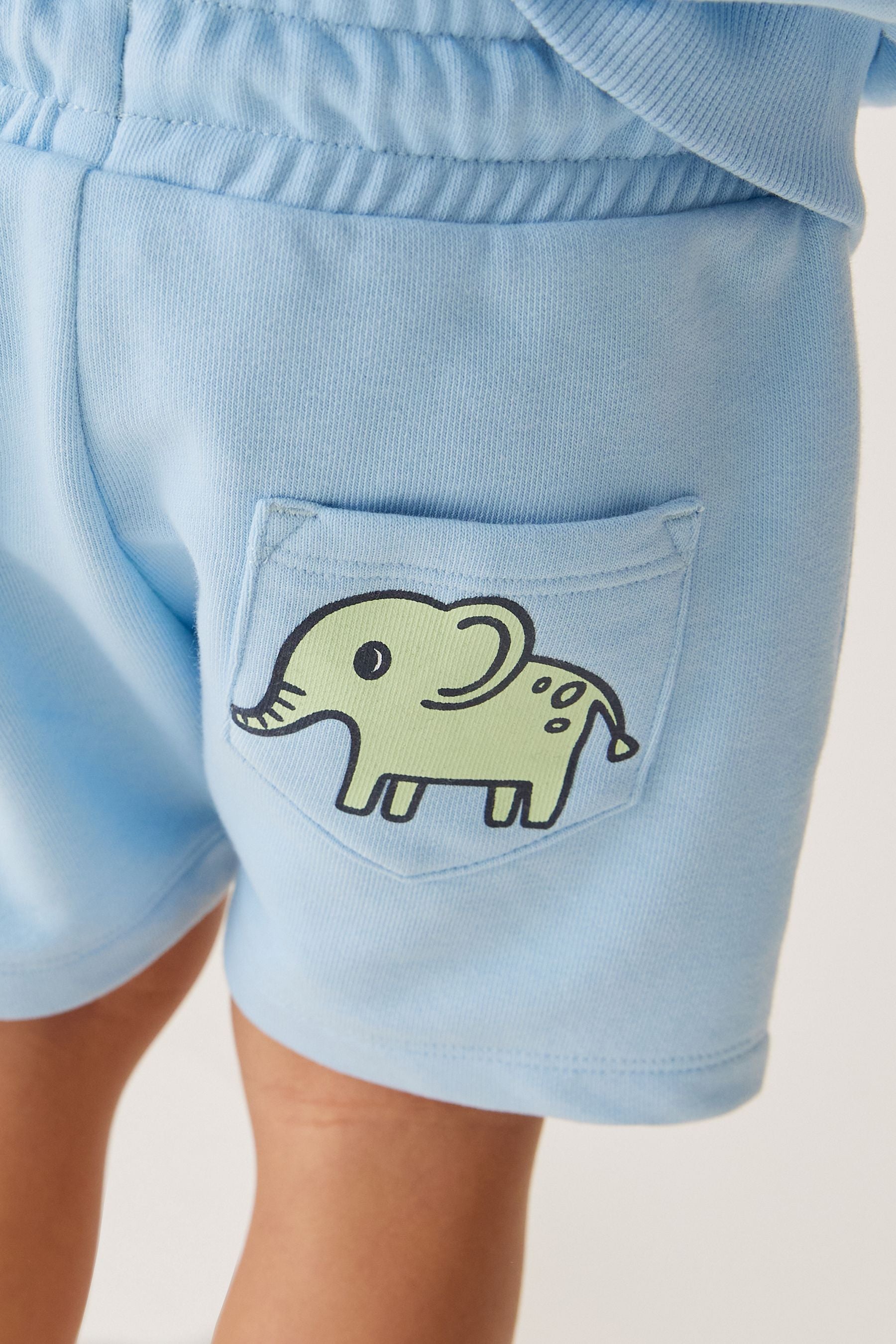 Pale Blue Safari Character Sweatshirt and Short Jersey Set (3mths-7yrs)