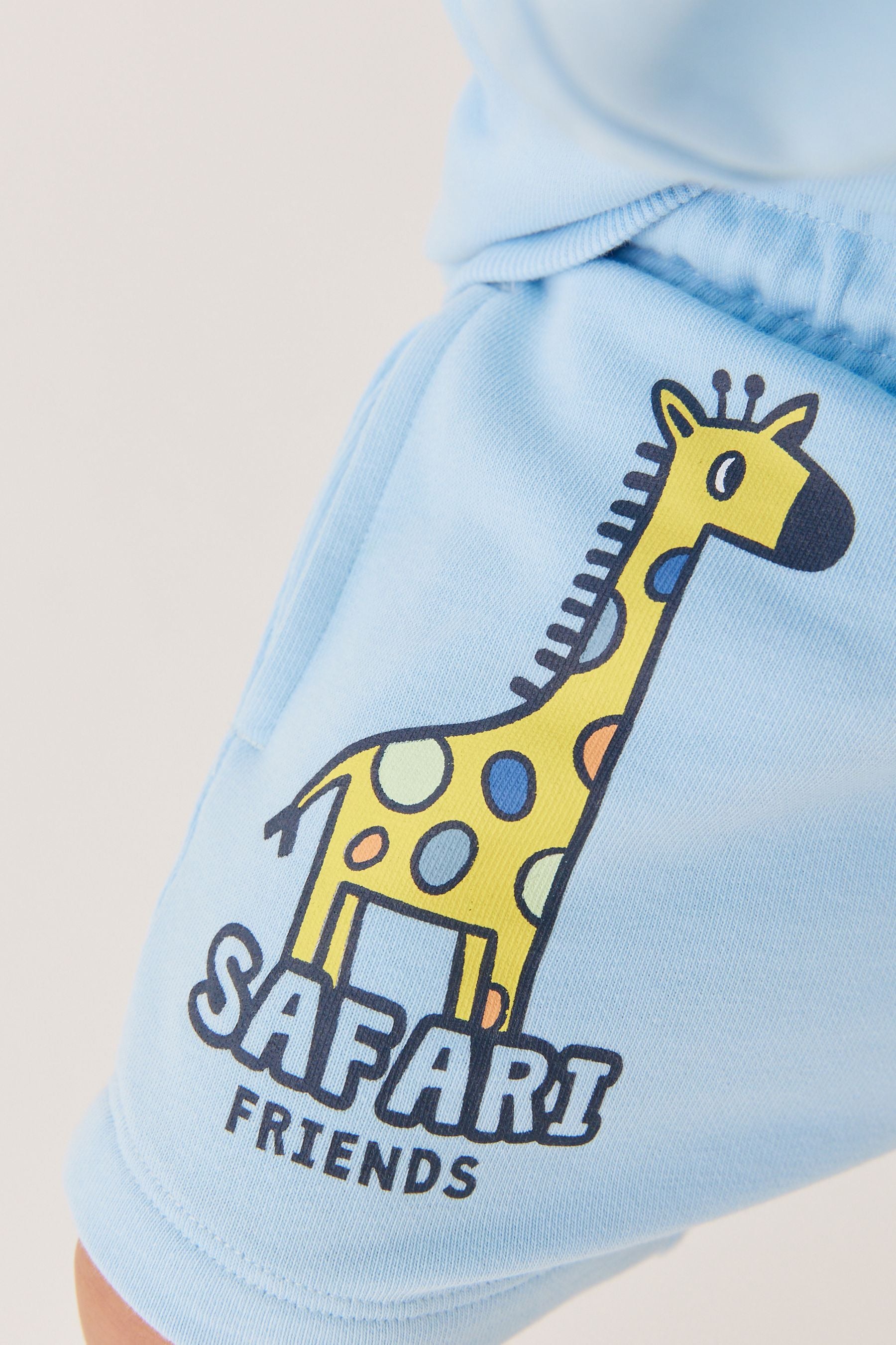 Pale Blue Safari Character Sweatshirt and Short Jersey Set (3mths-7yrs)