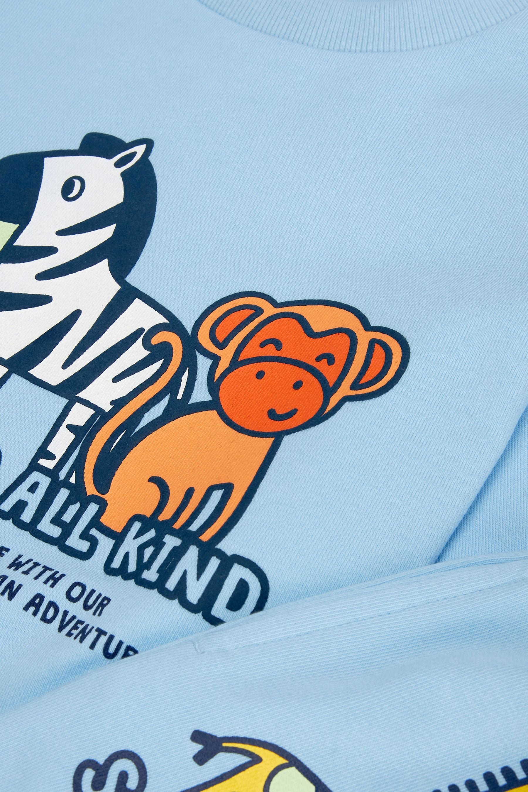 Pale Blue Safari Character Sweatshirt and Short Jersey Set (3mths-7yrs)