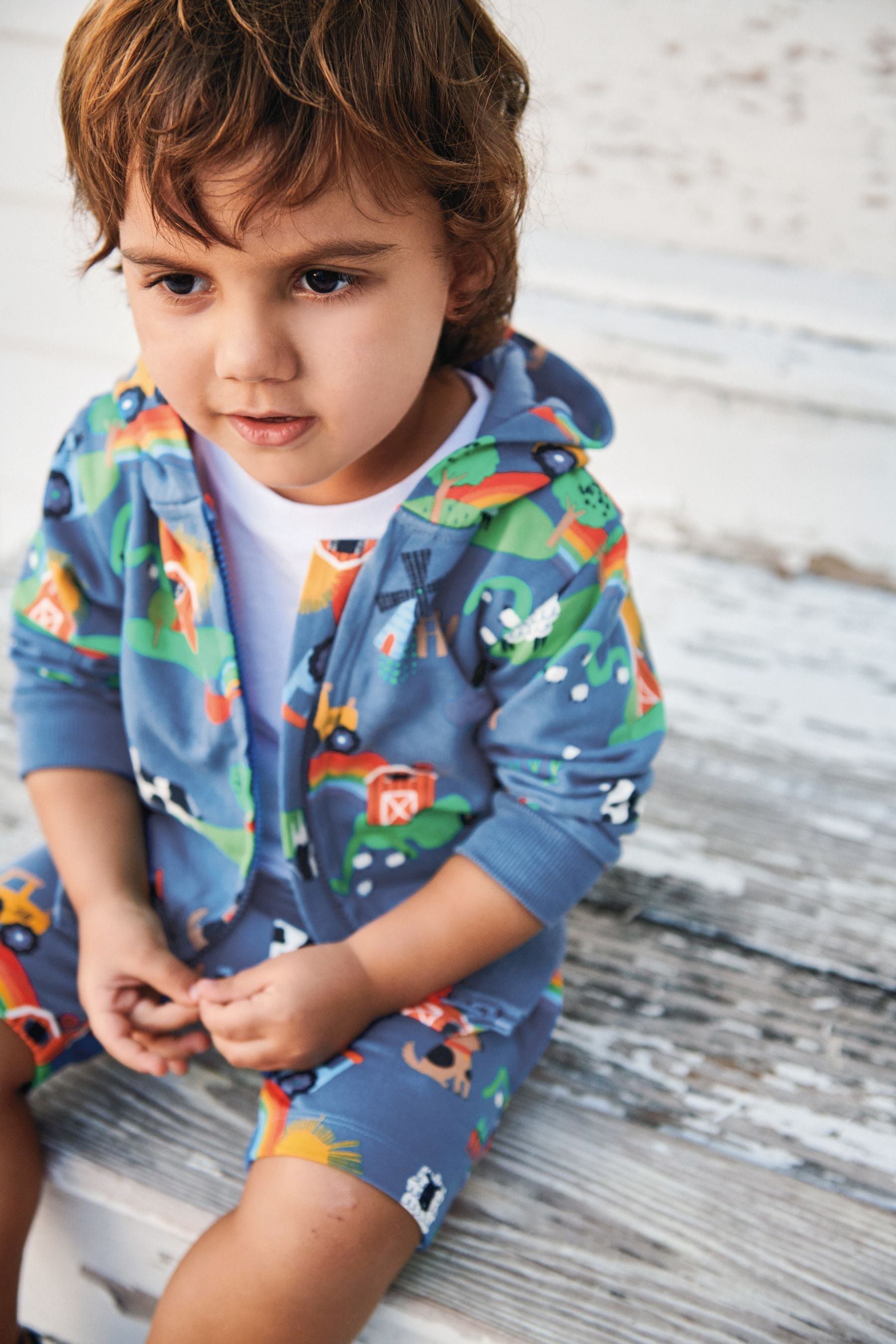 Blue Farm All Over Print Zip Though Hoodie (3mths-7yrs)