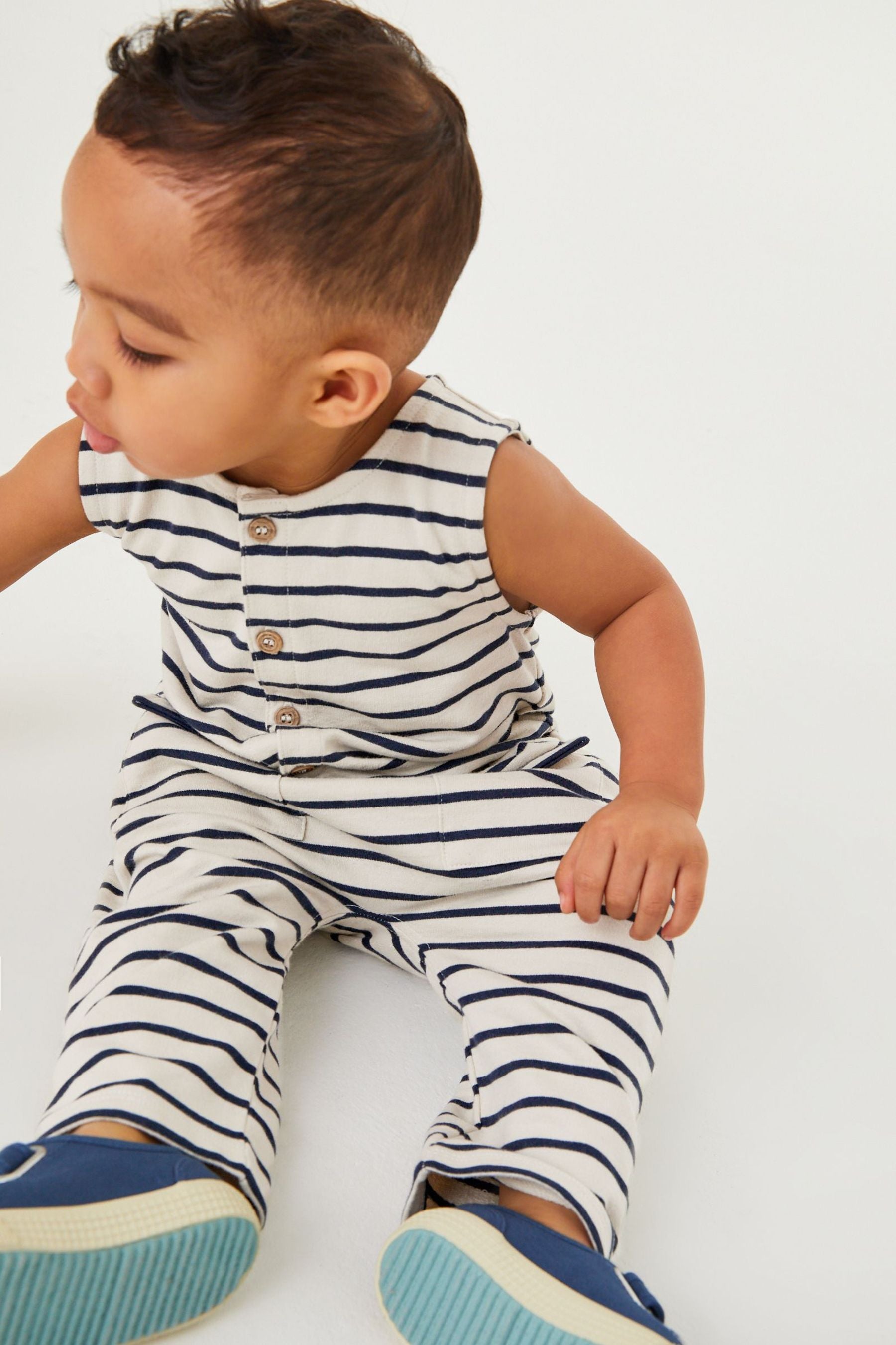 Ecru Stripe Jersey All-In-One (3mths-7yrs)