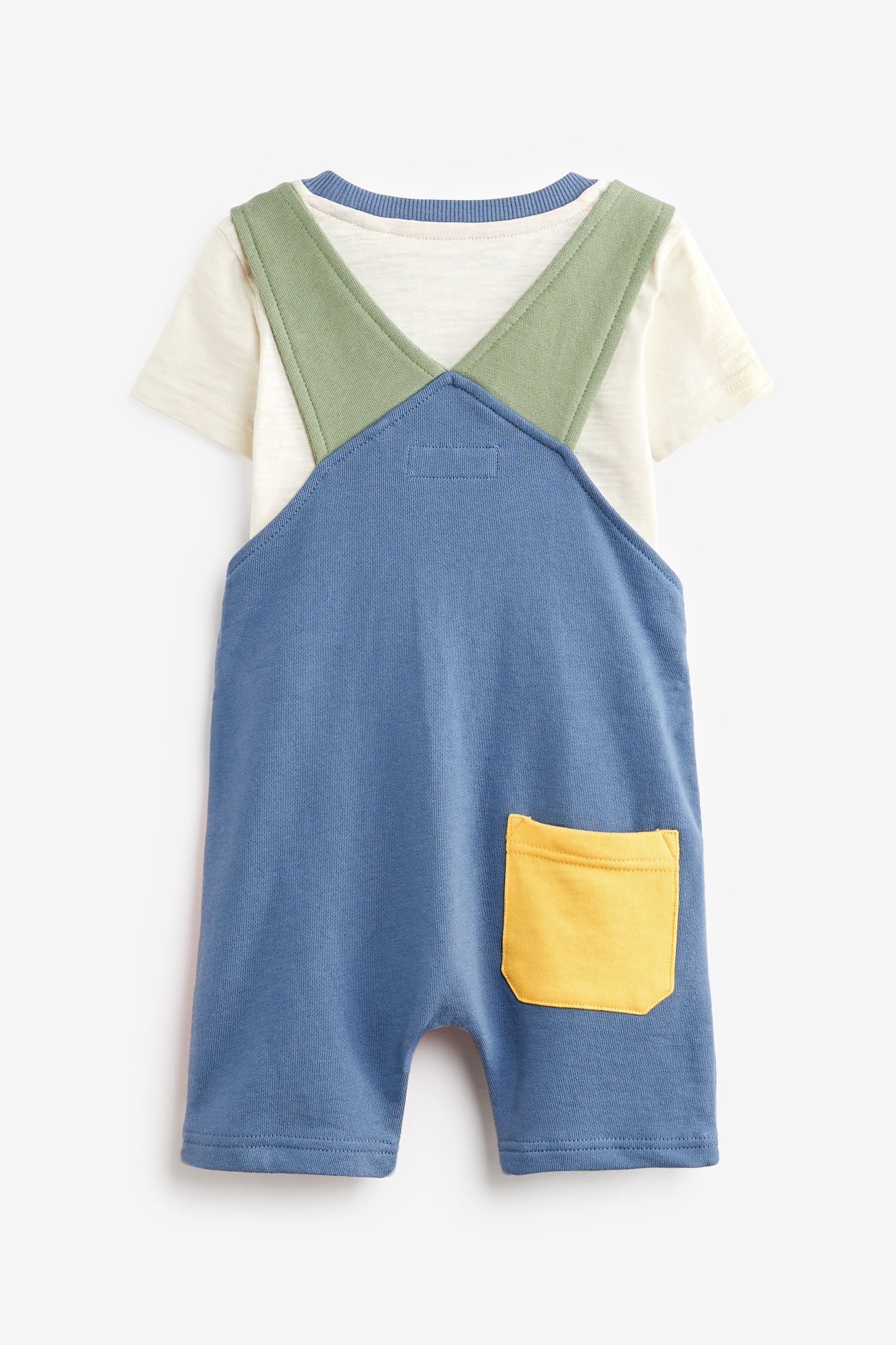 Colourblock Short Dungarees And T-Shirt Set (3mths-7yrs)