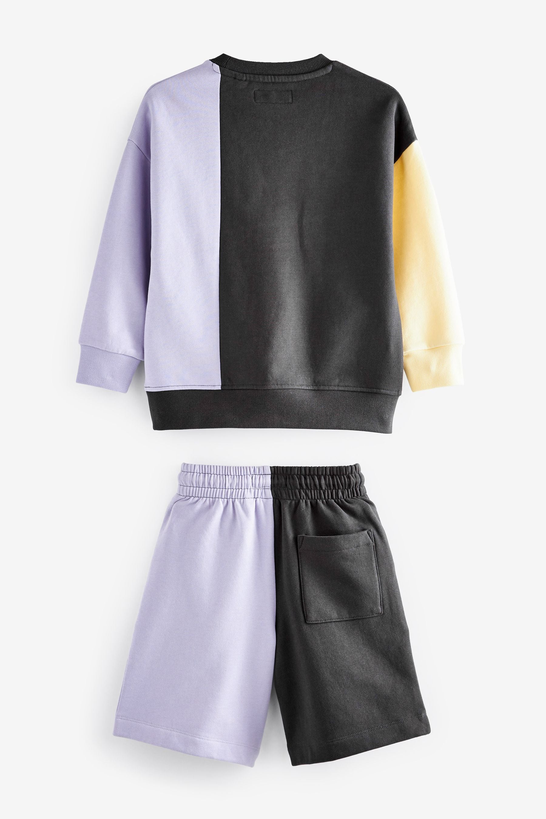 Charcoal Colourblock Shorts And Crew Set (3-16yrs)