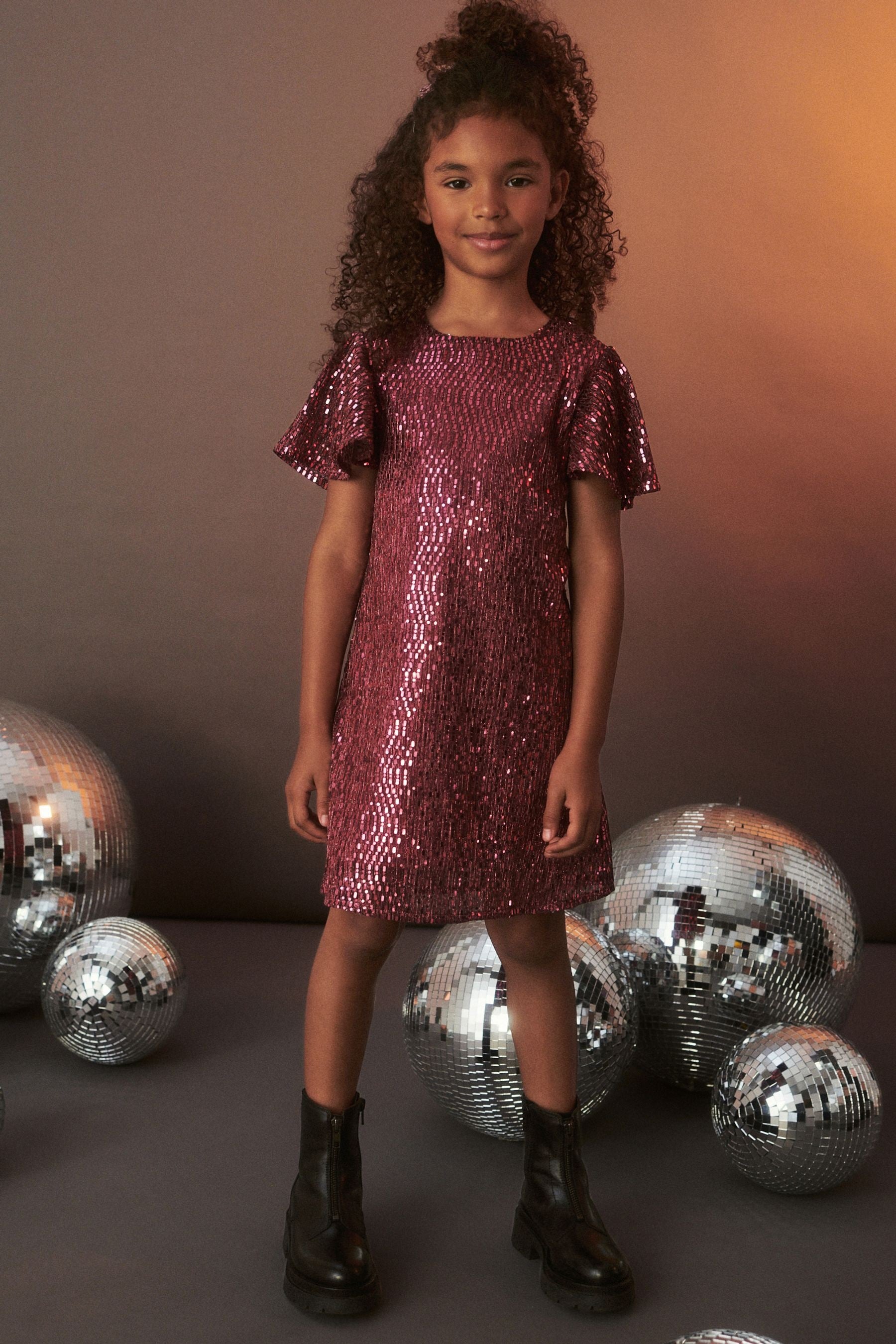 Pink Sequin Sparkle Sequin Party Dress (3-16yrs)