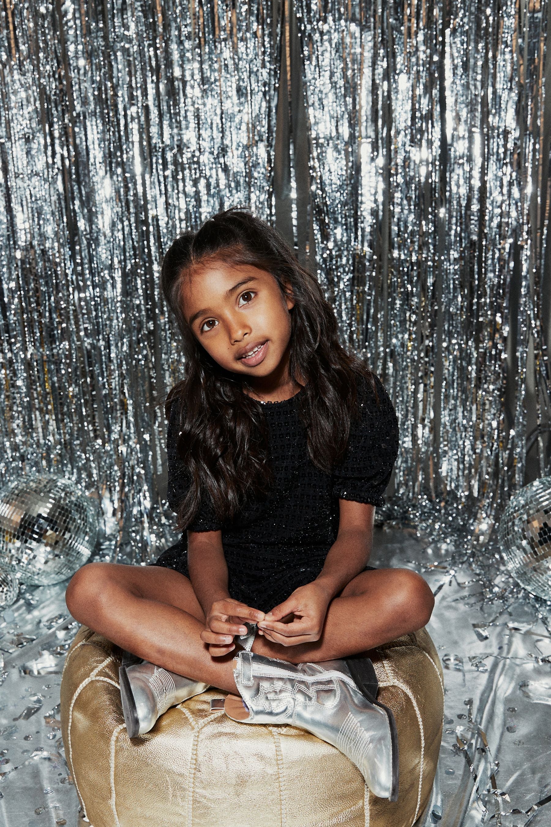 Black Sequin Sparkle Jersey Dress (3-16yrs)