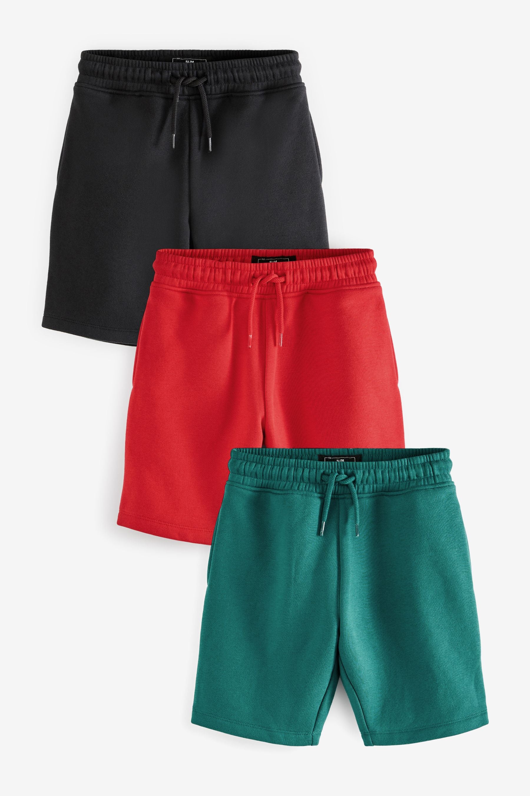 Red/Black/Teal Blue 3 Pack Jersey Shorts (3-16yrs)