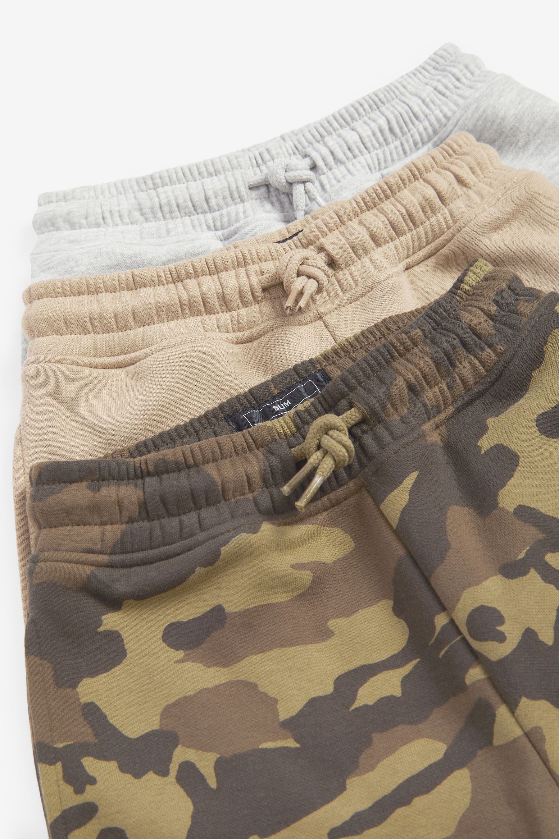 Camo/Stone/Grey 3 Pack Jersey Shorts (3-16yrs)