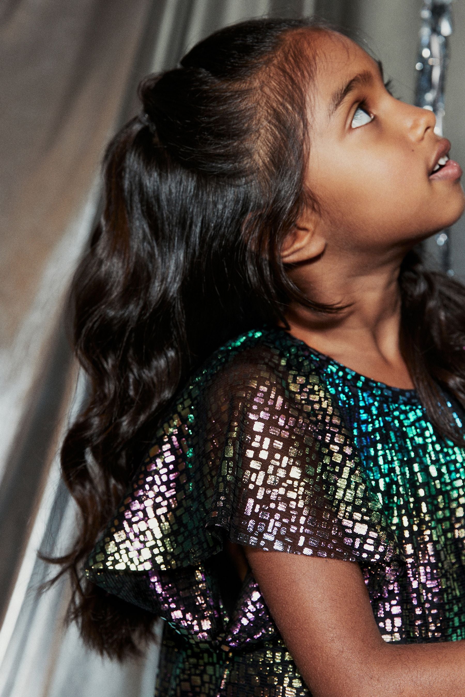 Metallic Rainbow Sparkle Mesh Party Dress (3-16yrs)