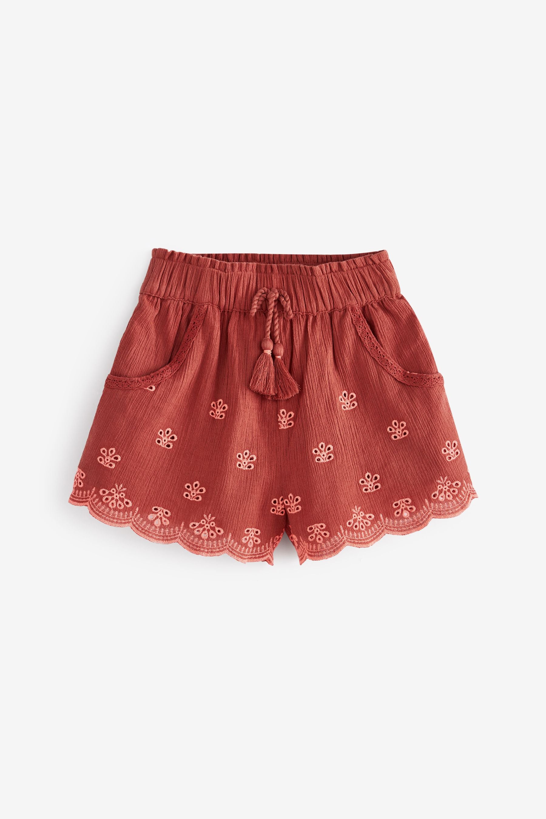 Rust Brown Tie Waist Shorts (3-16yrs)