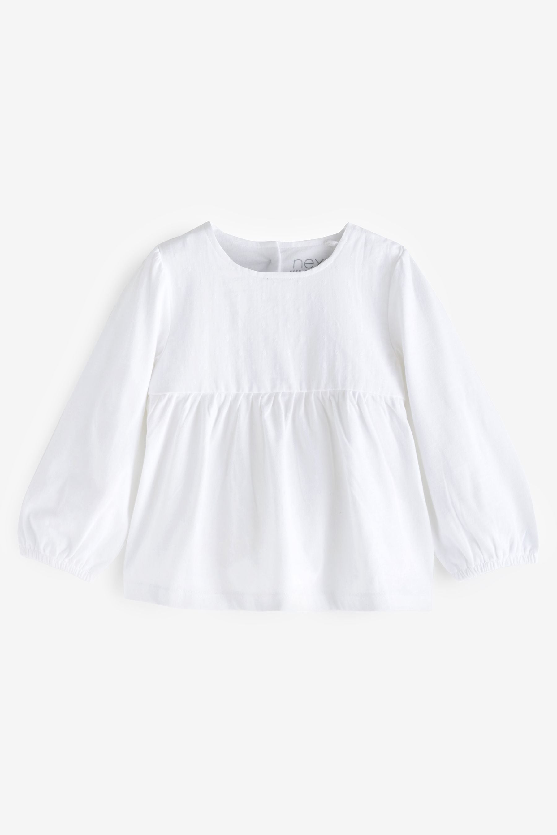 White Jersey Woven Mix Long Sleeve Top (3mths-7yrs)