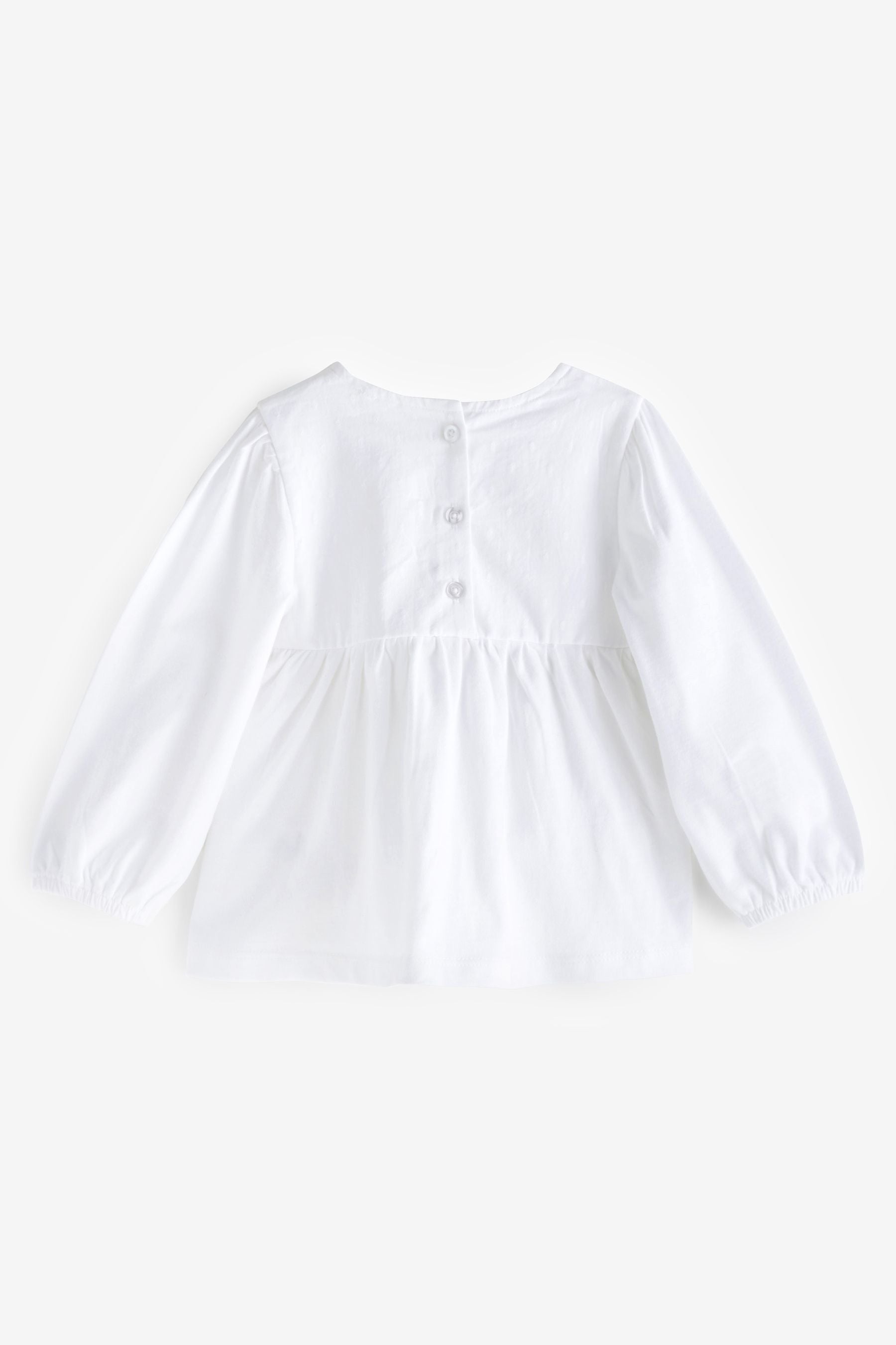 White Jersey Woven Mix Long Sleeve Top (3mths-7yrs)