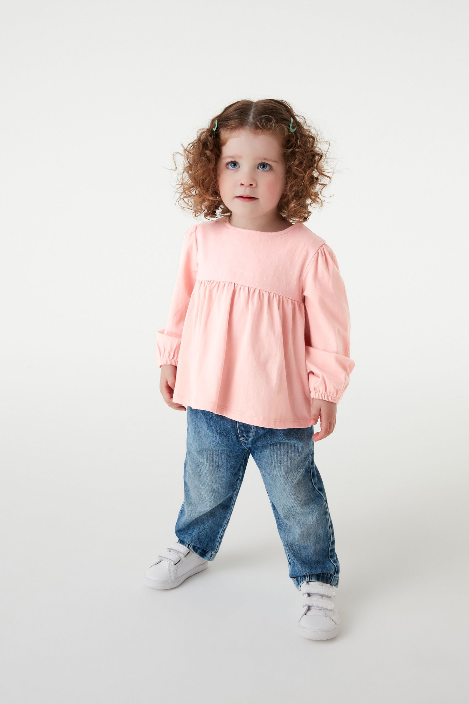 Pink Jersey Woven Mix Long Sleeve Top (3mths-7yrs)