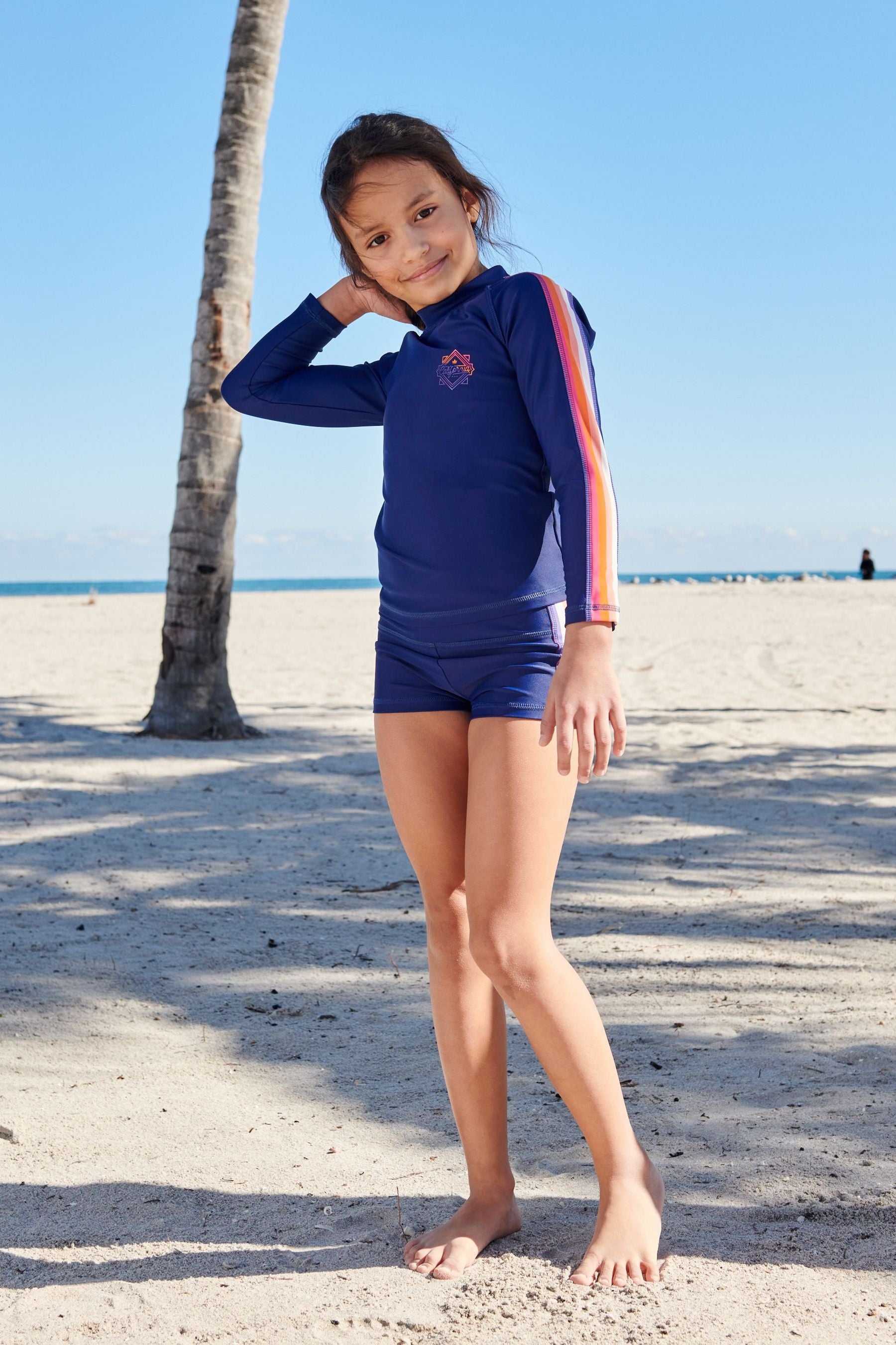 Navy Blue/Pink 2 Piece Sunsafe Swim Set (3-16yrs)