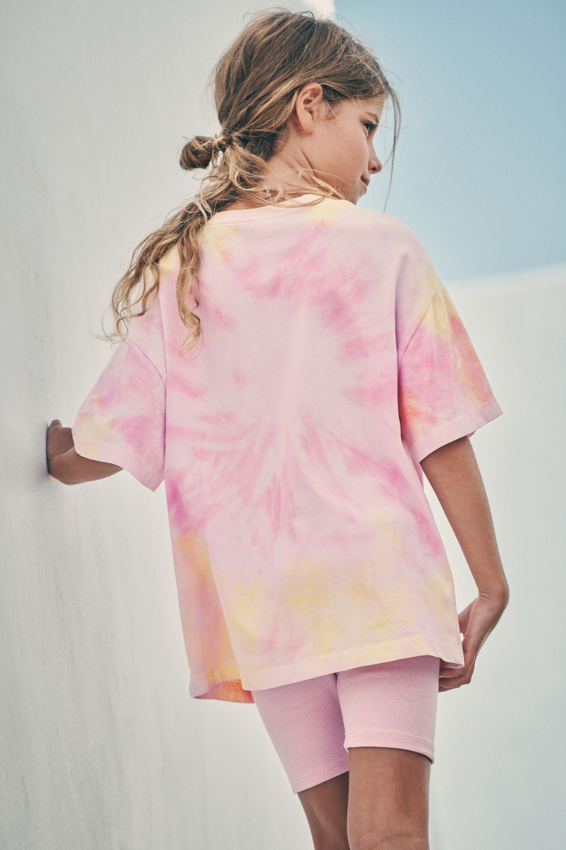 Pink Tie Dye T-Shirt And Cycle Short Set (3-16yrs)